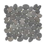 Smoke Grey Random Size Sliced Oval Pebble Stone Mosaic