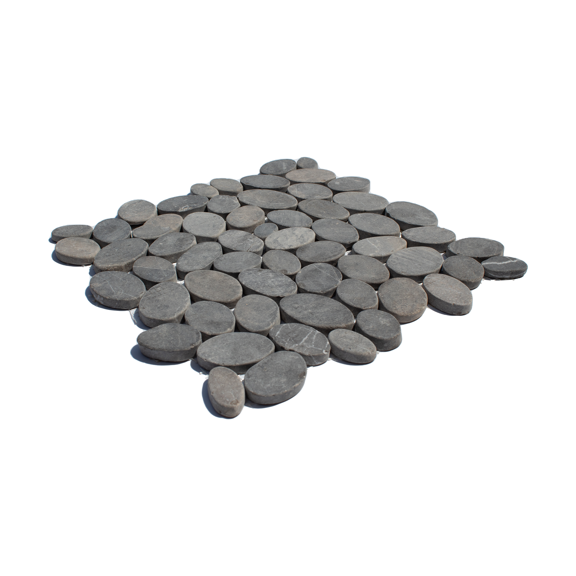 Smoke Grey Random Size Sliced Oval Pebble Stone Mosaic