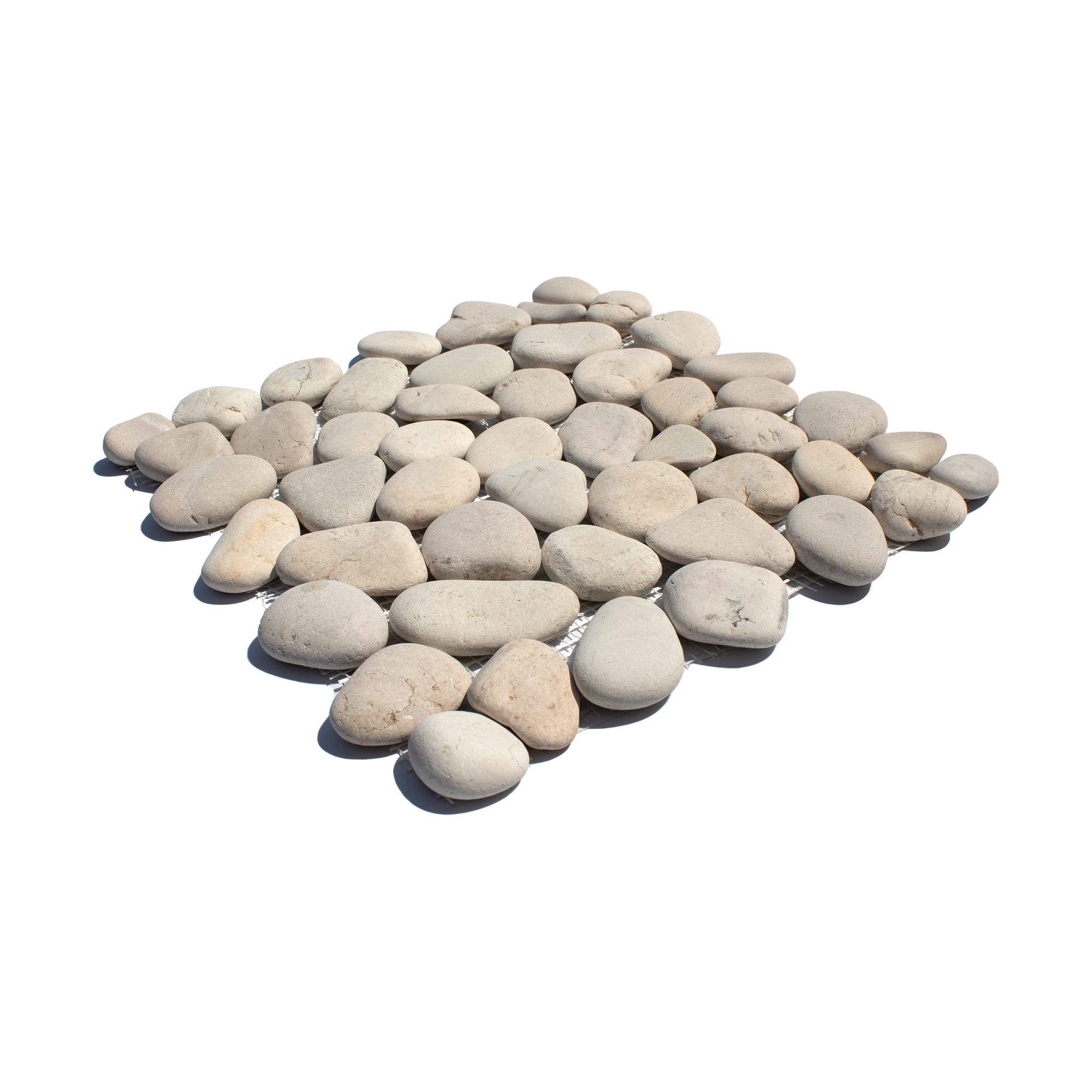 Cotton White Random Size Polished Pebble Stone Mosaic