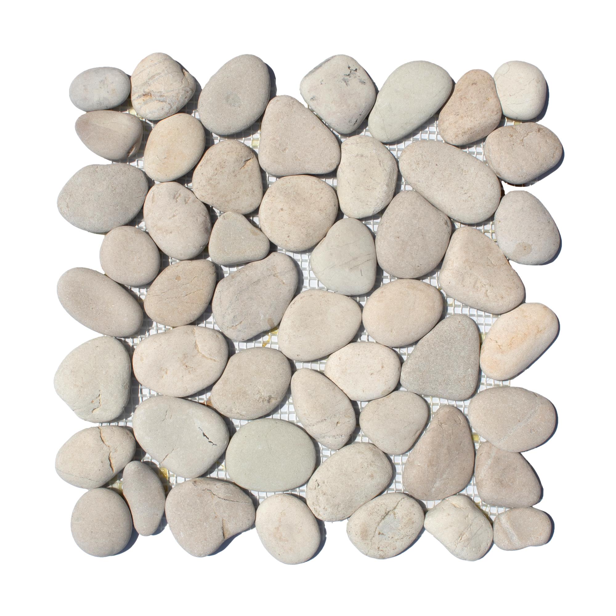 Cotton White Random Size Polished Pebble Stone Mosaic