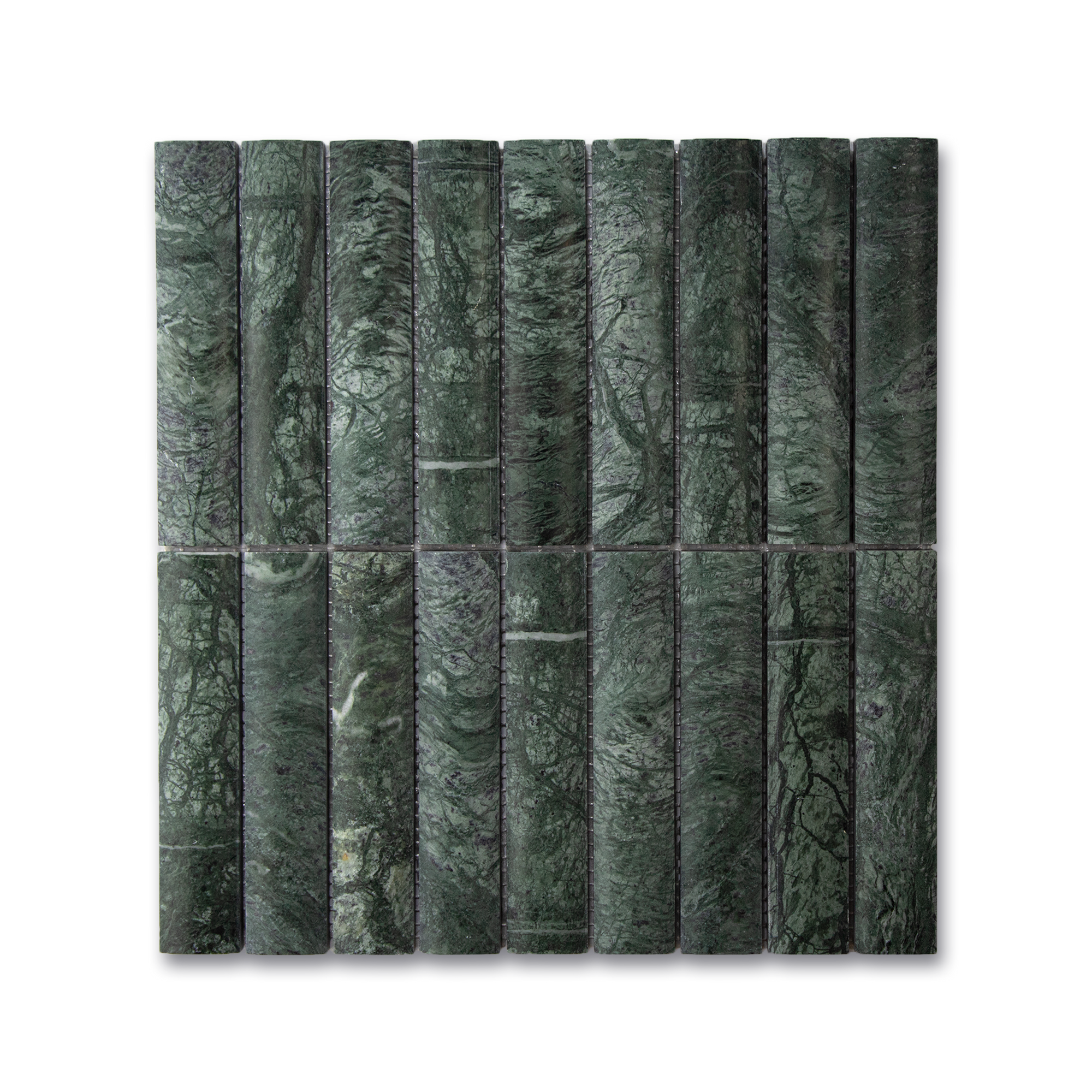 Fluted Verde Alpi Marble Honed Mosaic Tile