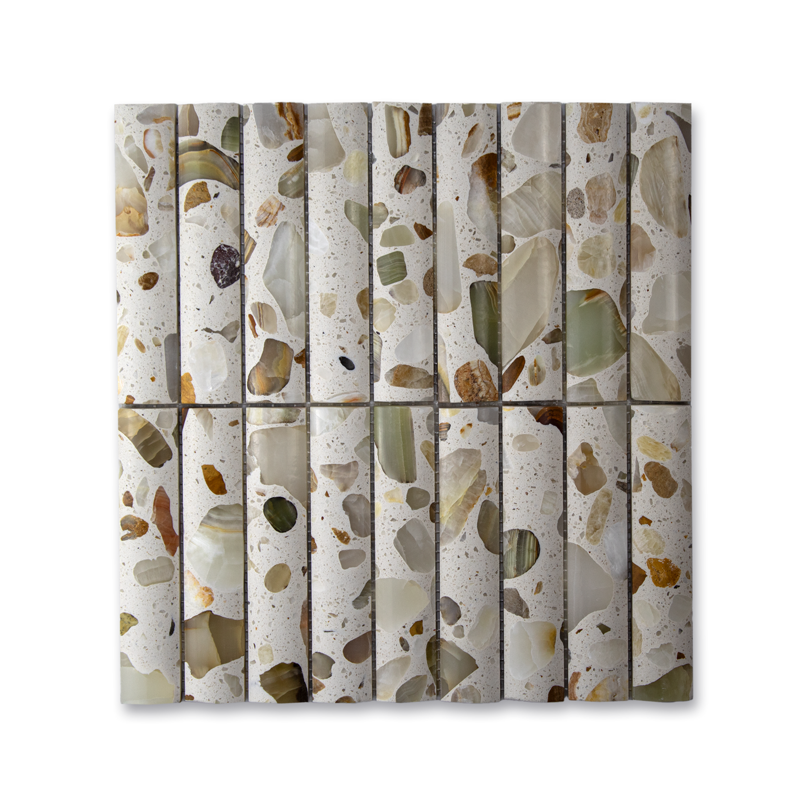 Fluted Tropical Sand Terrazzo Mosaic Tile