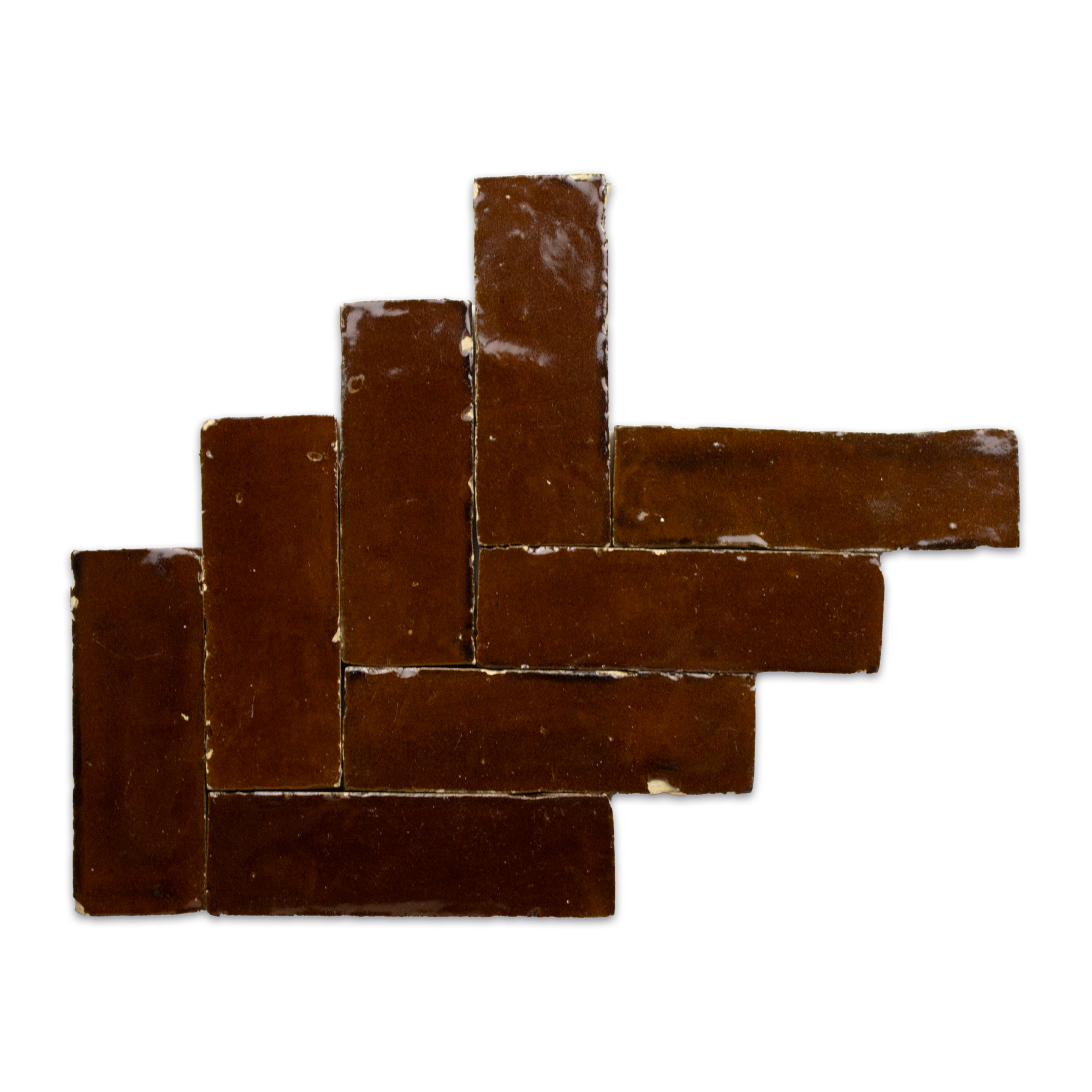 Handmade Moroccan Zellige 2x6 Bejmat Chocolate Brown Terracotta Tile