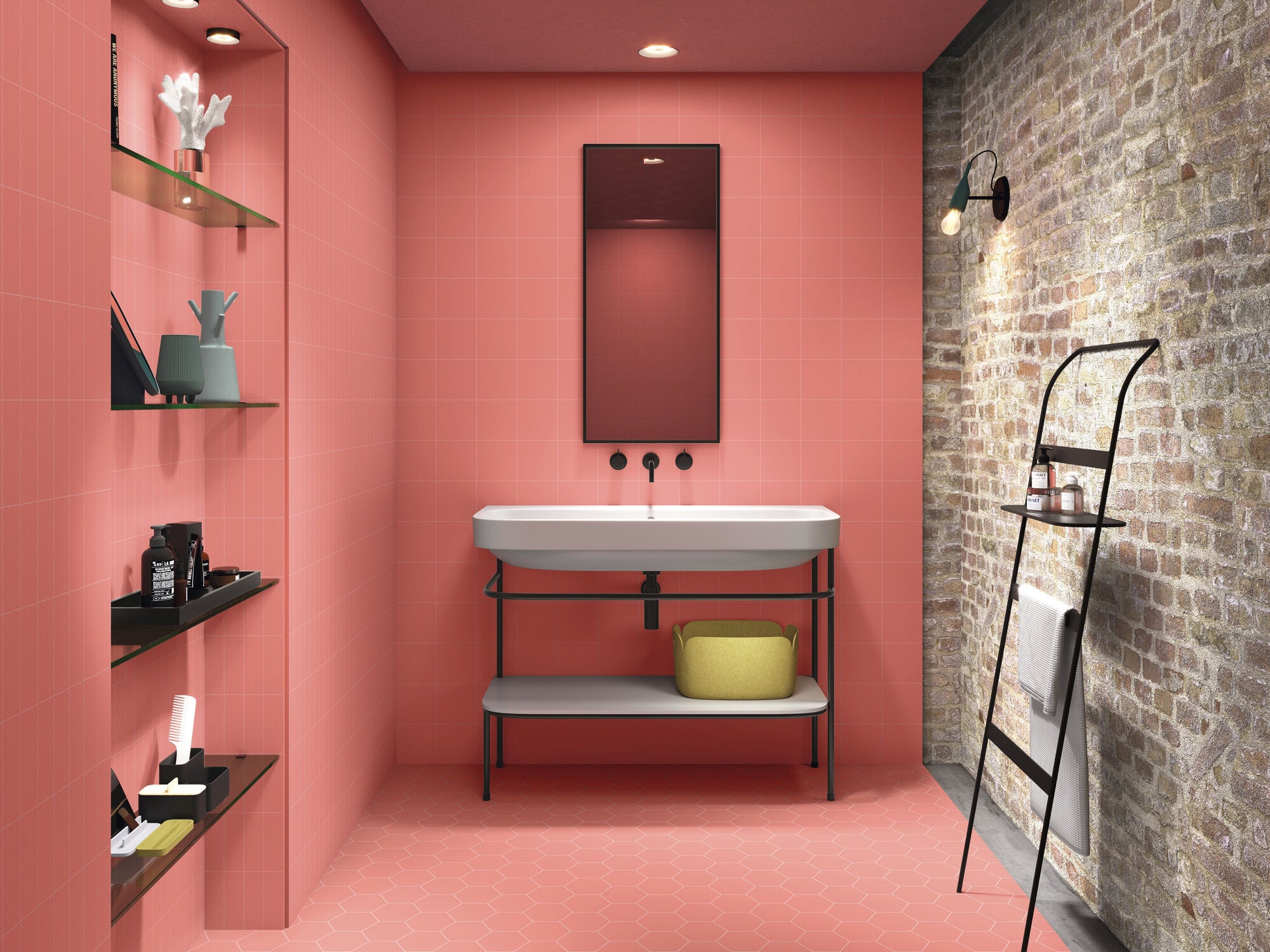 Trucco Hexagon Valentine Red 4.25x5 Full Body Porcelain Tile