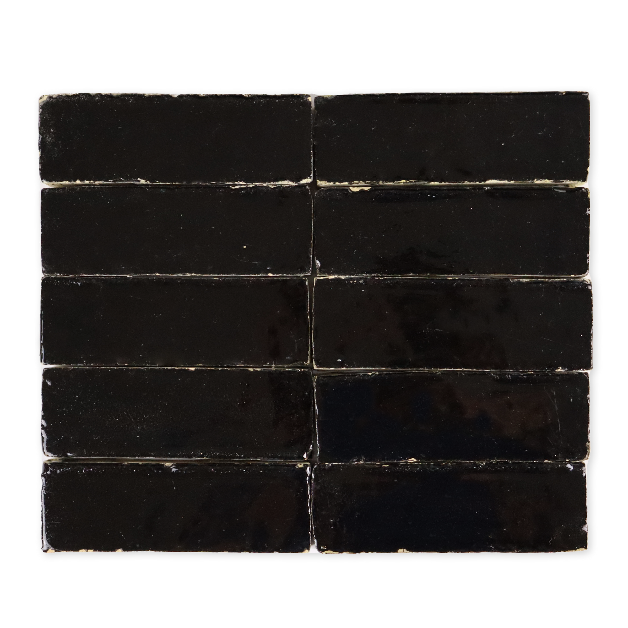 Handmade Moroccan Zellige 2x6 Black Bejmat Terracotta Tile