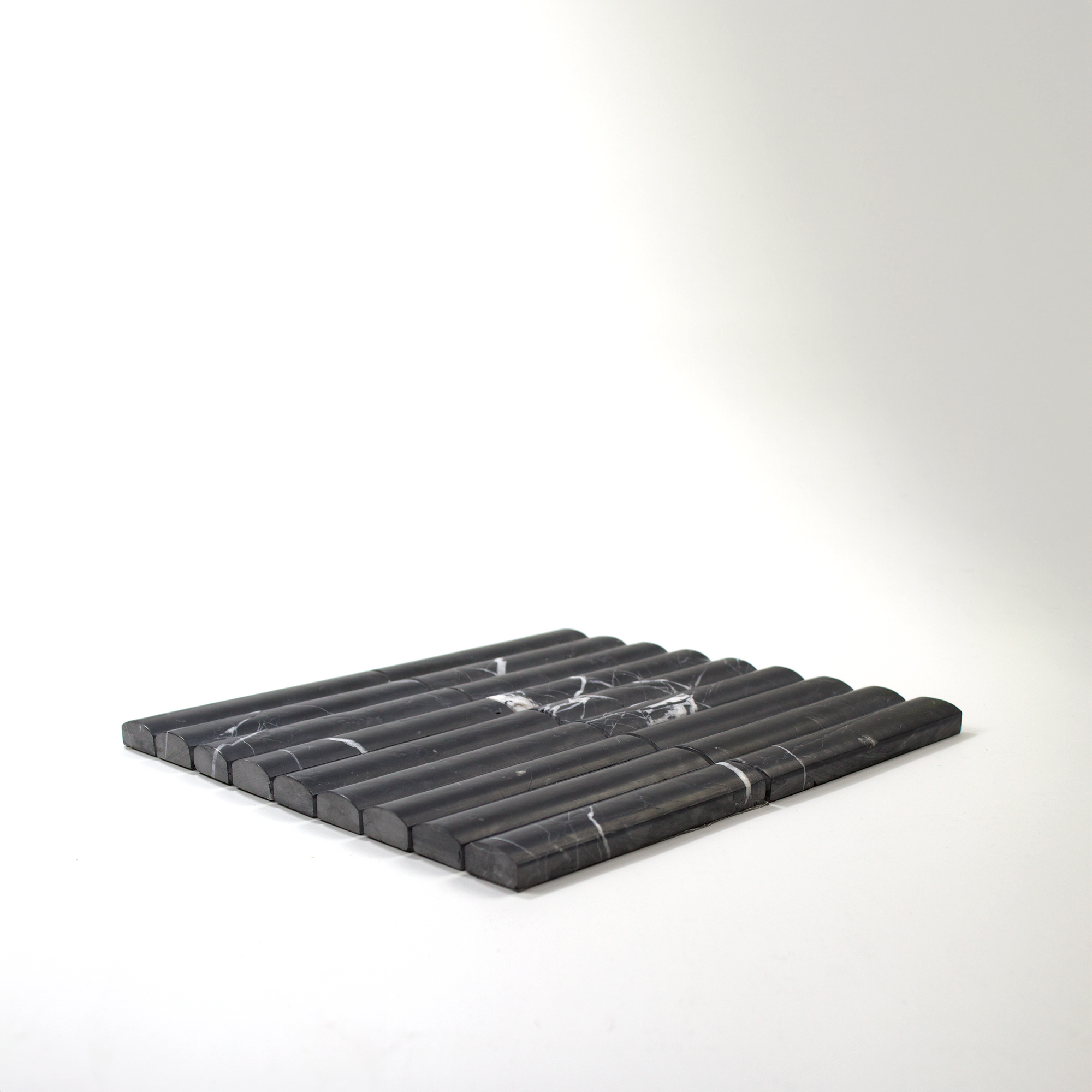 Fluted Nero Marquina Marble Honed Mosaic Tile