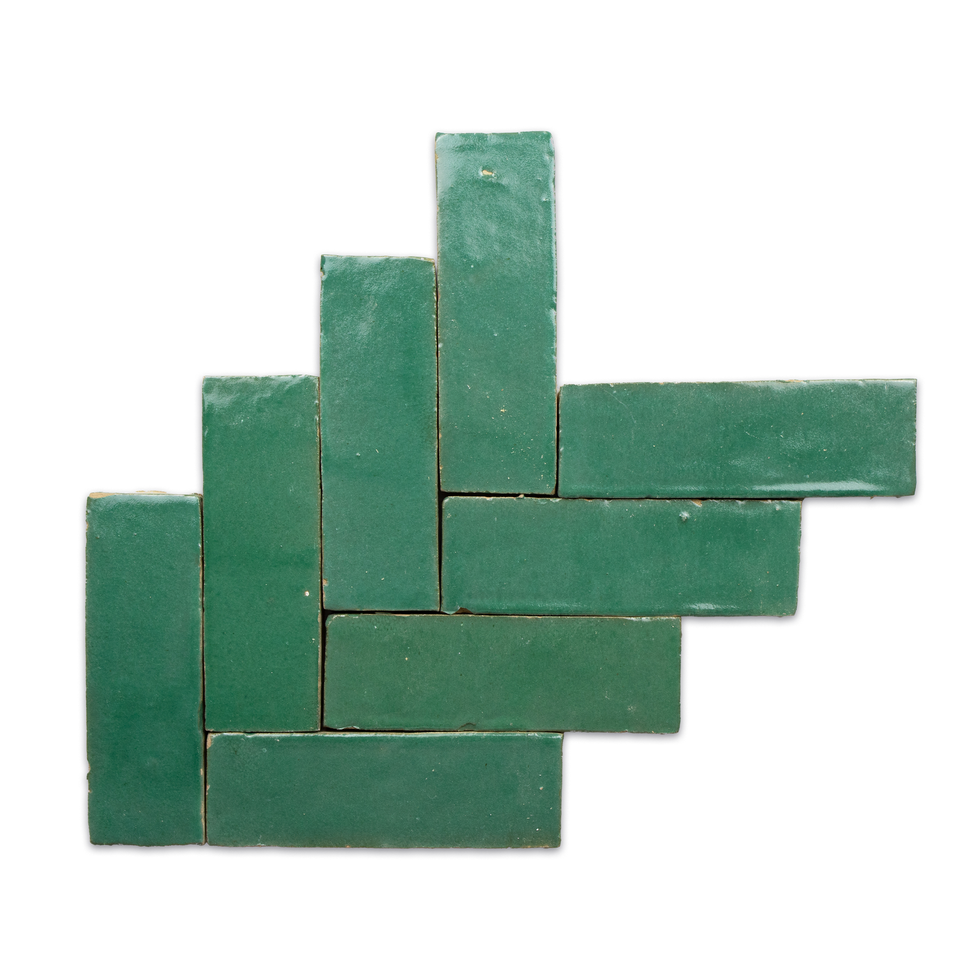 Handmade Moroccan Zellige 2x6 Bejmat Santorini Green Terracotta Tile