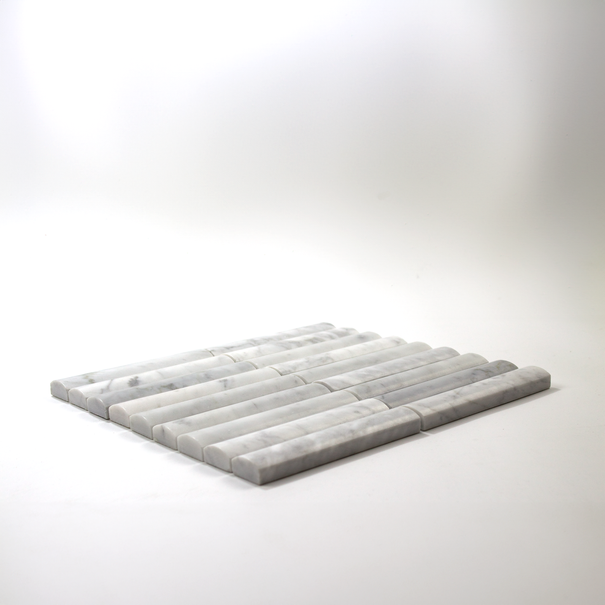 Fluted Carrara Marble Honed Mosaic Tile