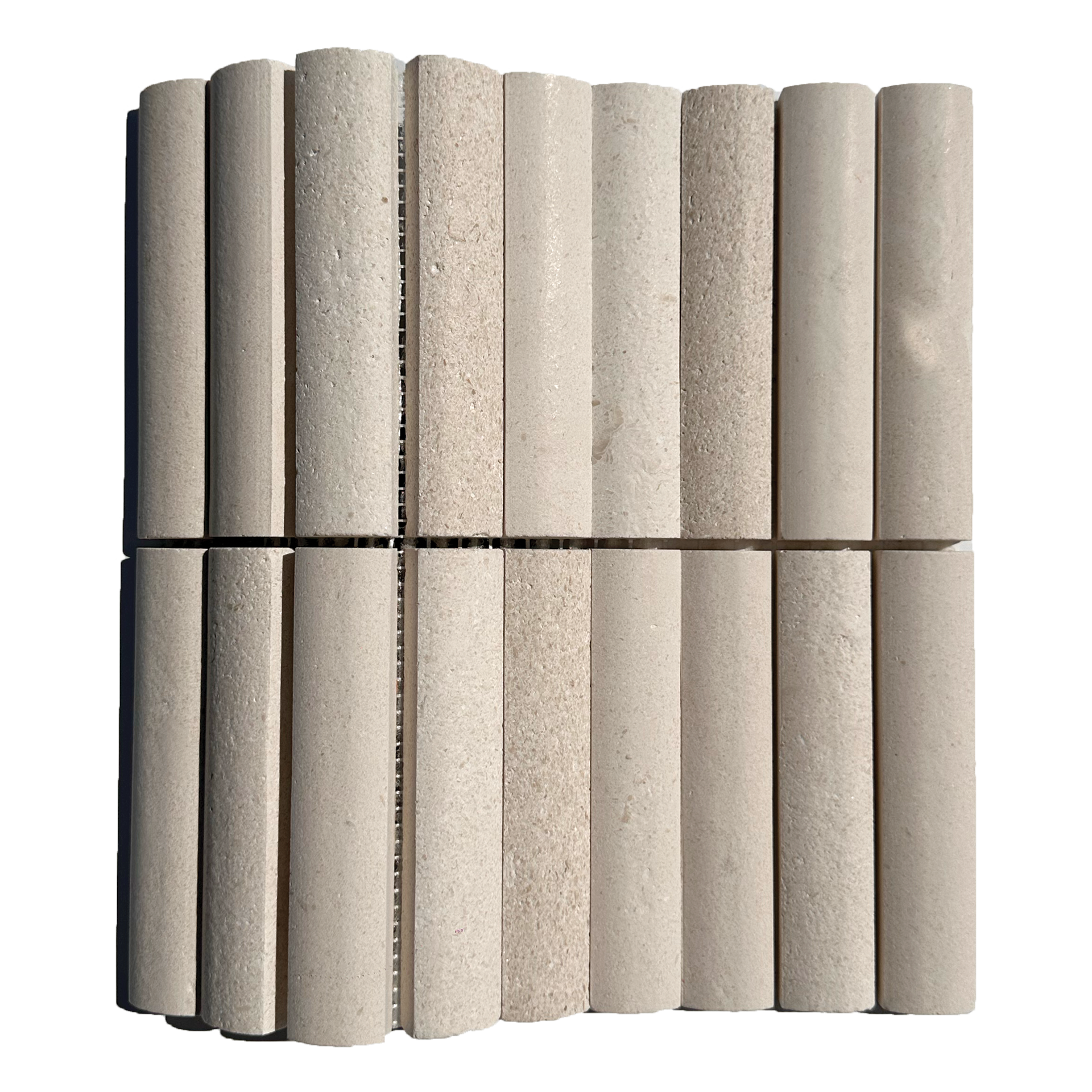 Fluted Beige Limestone Honed Mosaic Tile