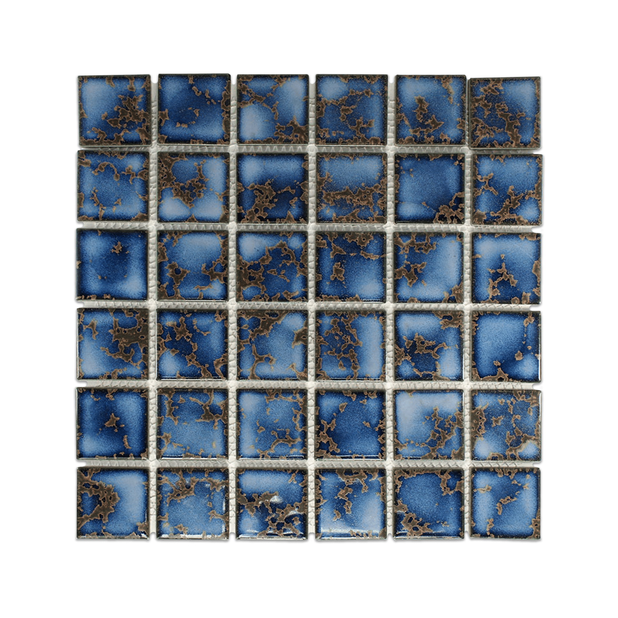 2x2 Rusty Cobalt Blue Pool Mosaic Tile - Cemento Collection