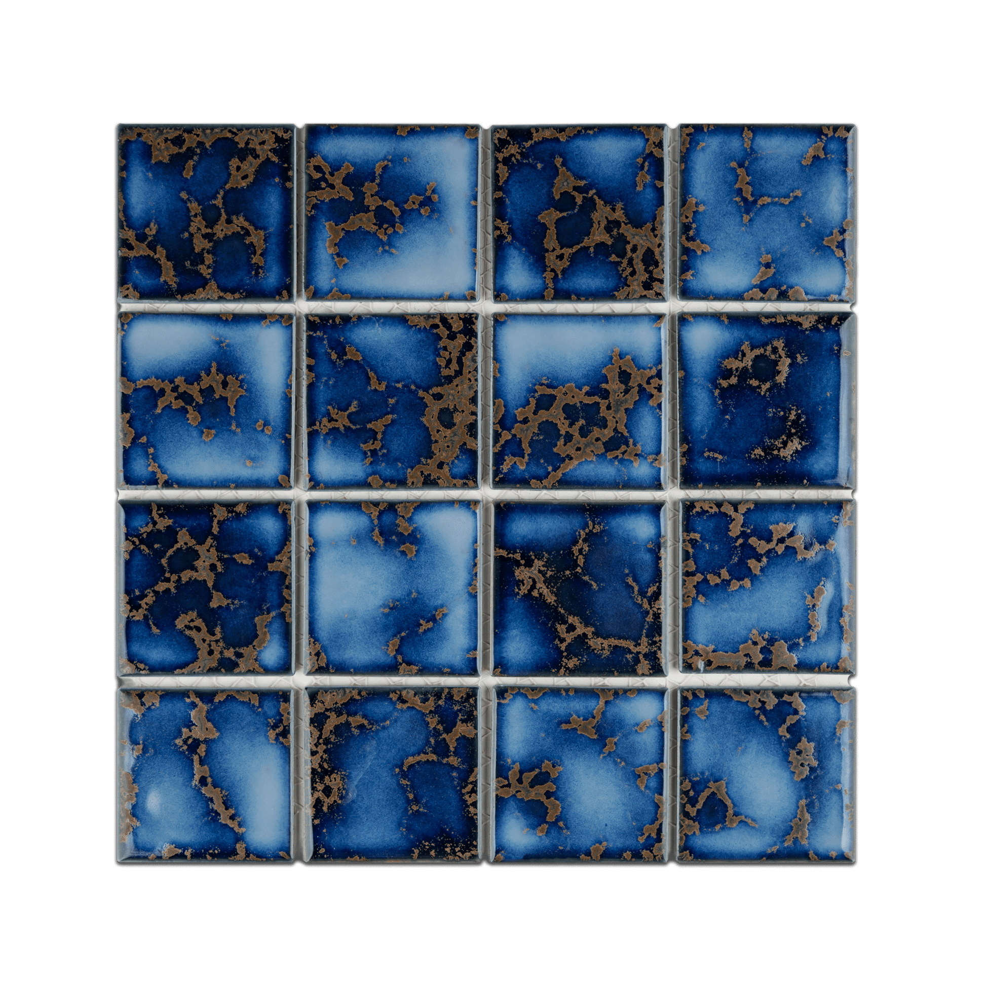 3x3 Rusty Cobalt Blue Pool Mosaic Tile - Cemento Collection