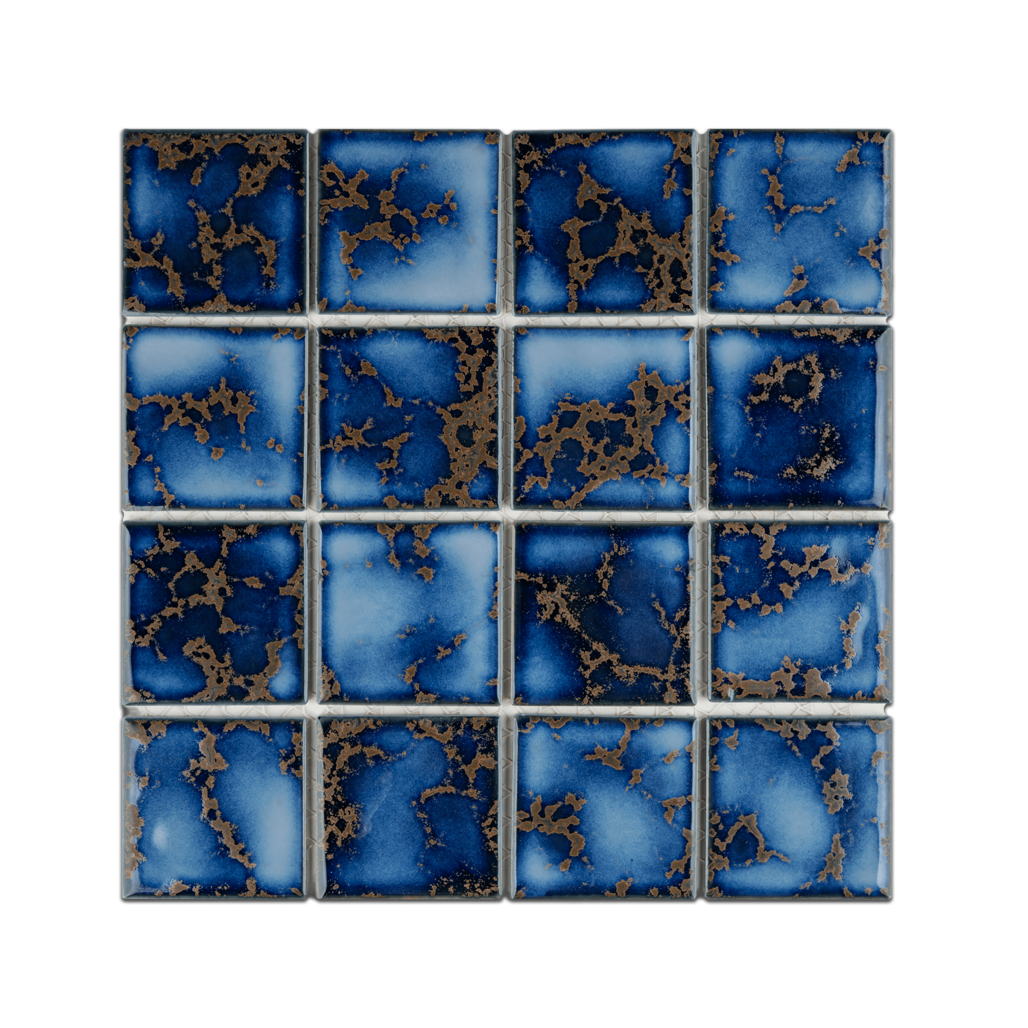 3x3 Rusty Cobalt Blue Pool Mosaic Tile - Cemento Collection