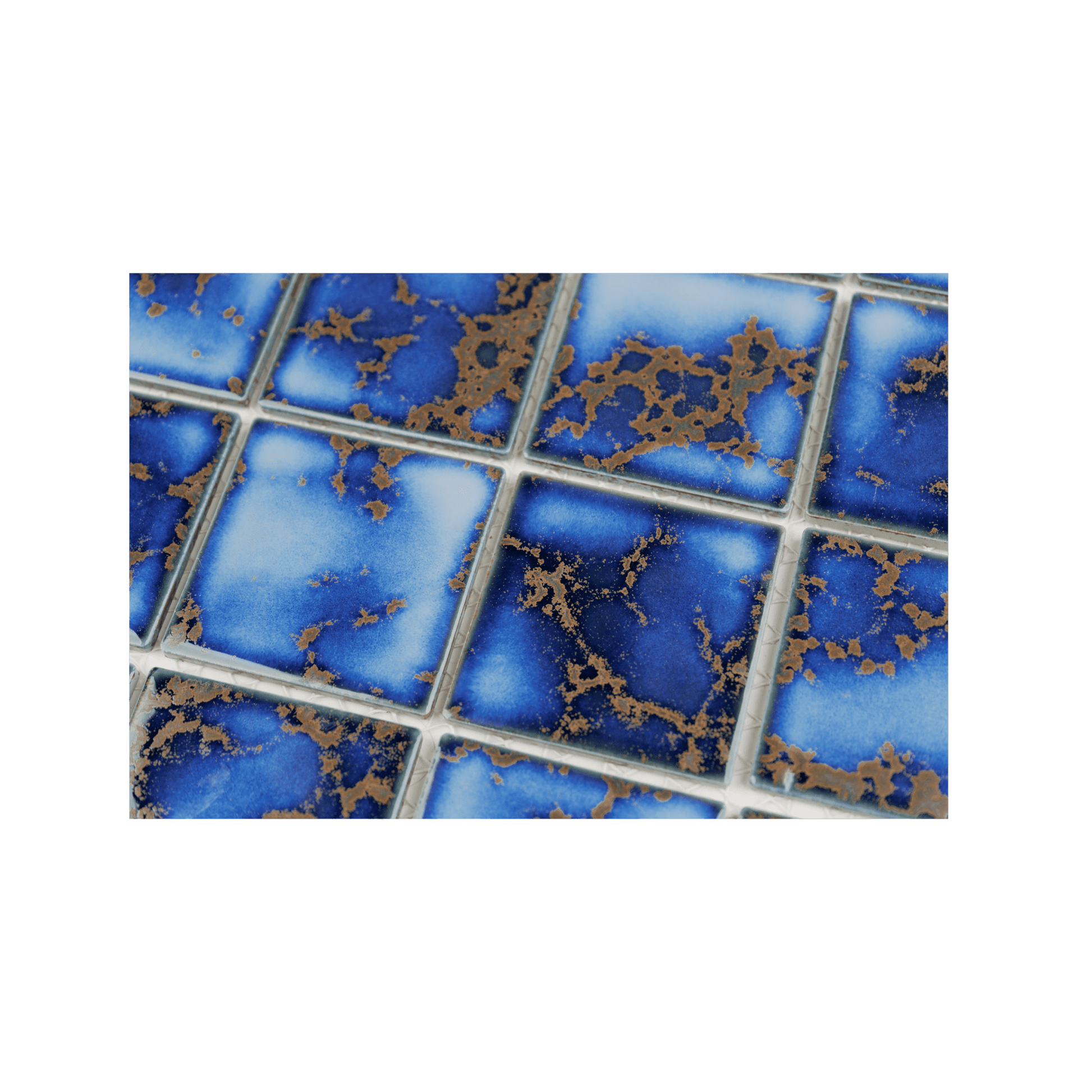 3x3 Rusty Cobalt Blue Pool Mosaic Tile - Cemento Collection
