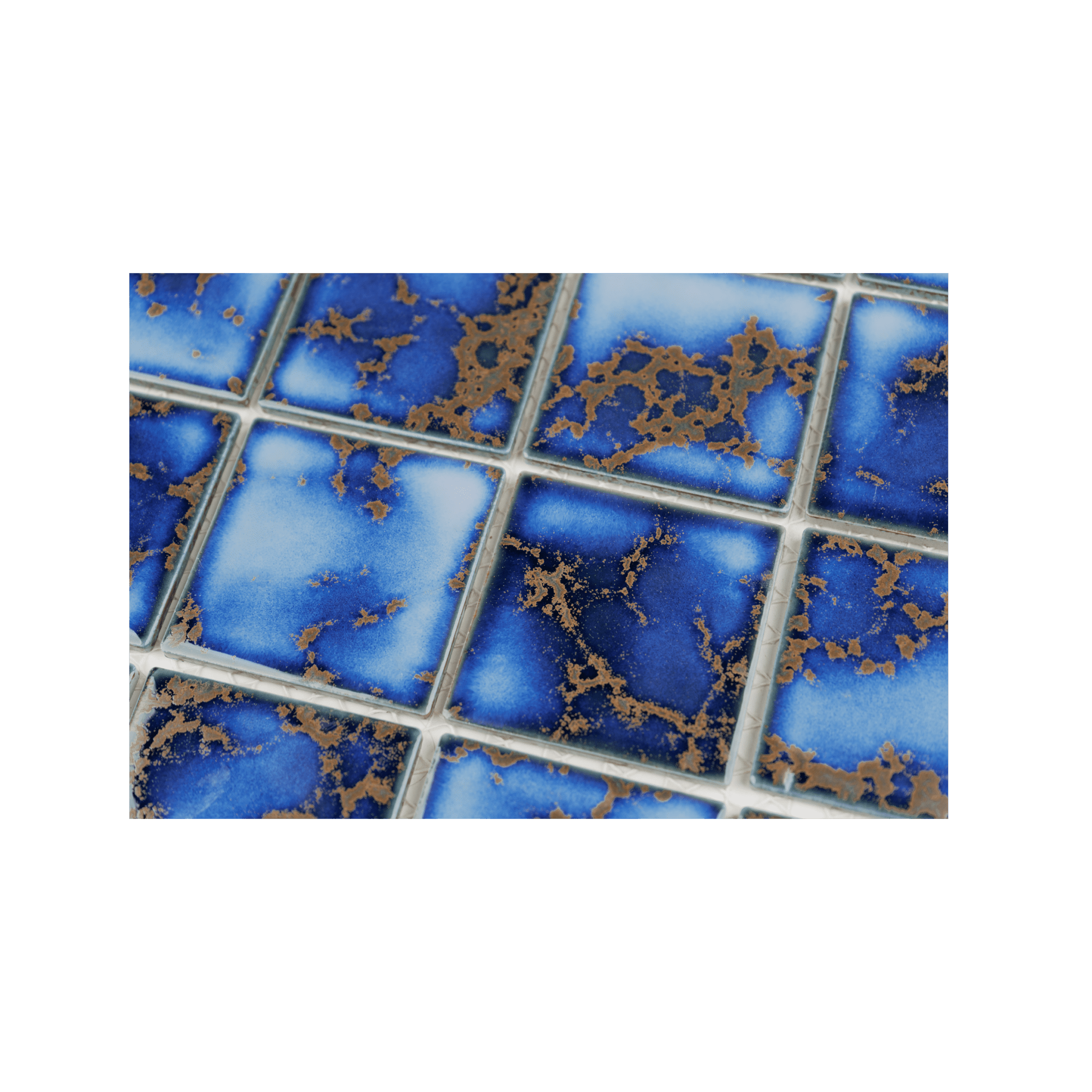 3x3 Rusty Cobalt Blue Pool Mosaic Tile - Cemento Collection