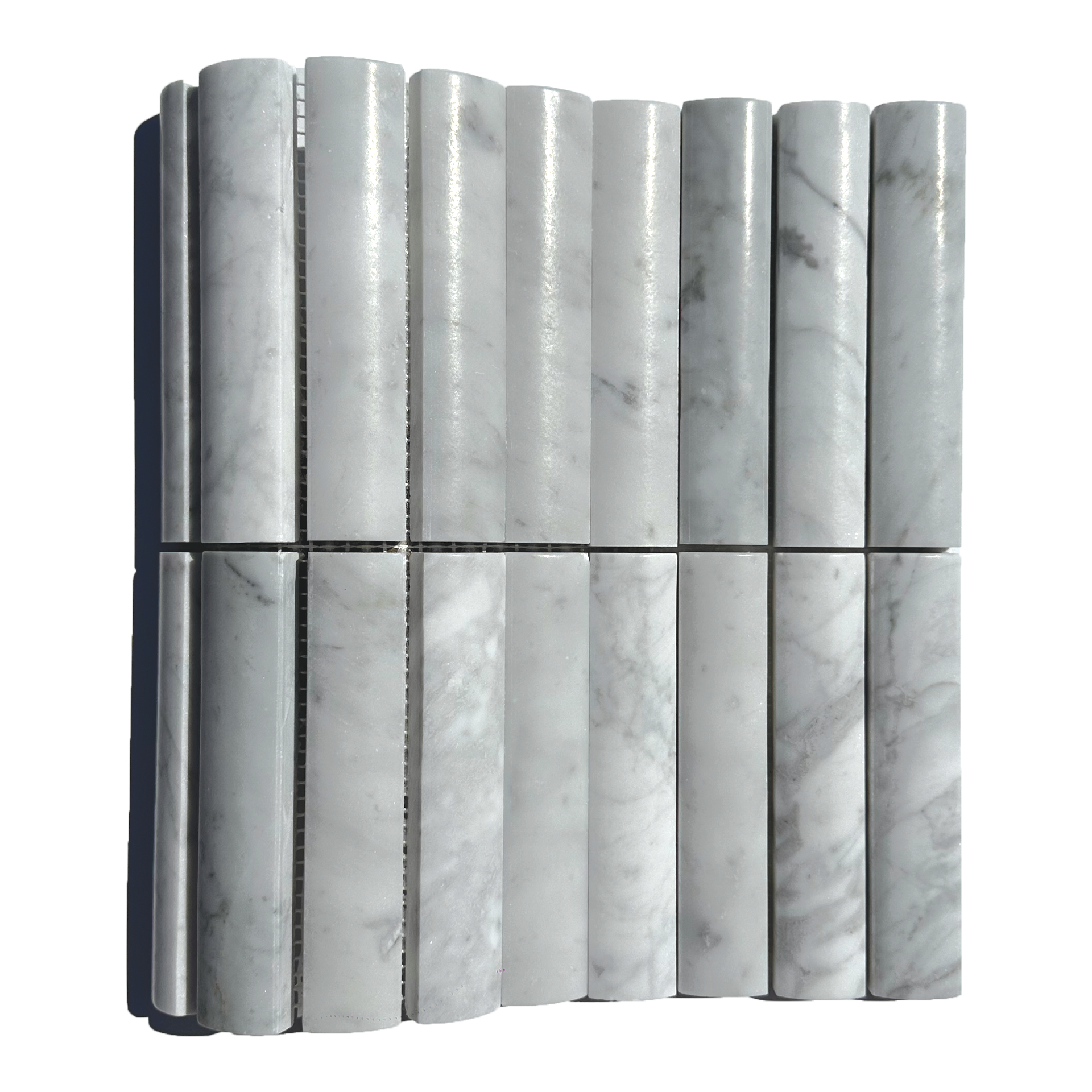 Fluted Carrara Marble Honed Mosaic Tile