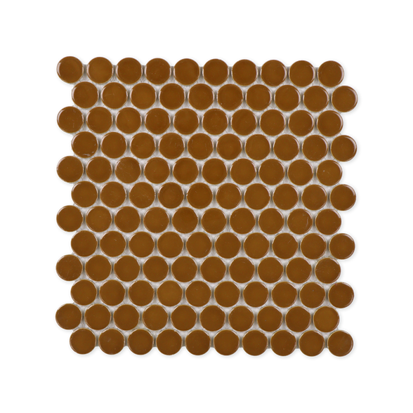 Cognac Brown Penny Round Mosaic Tile