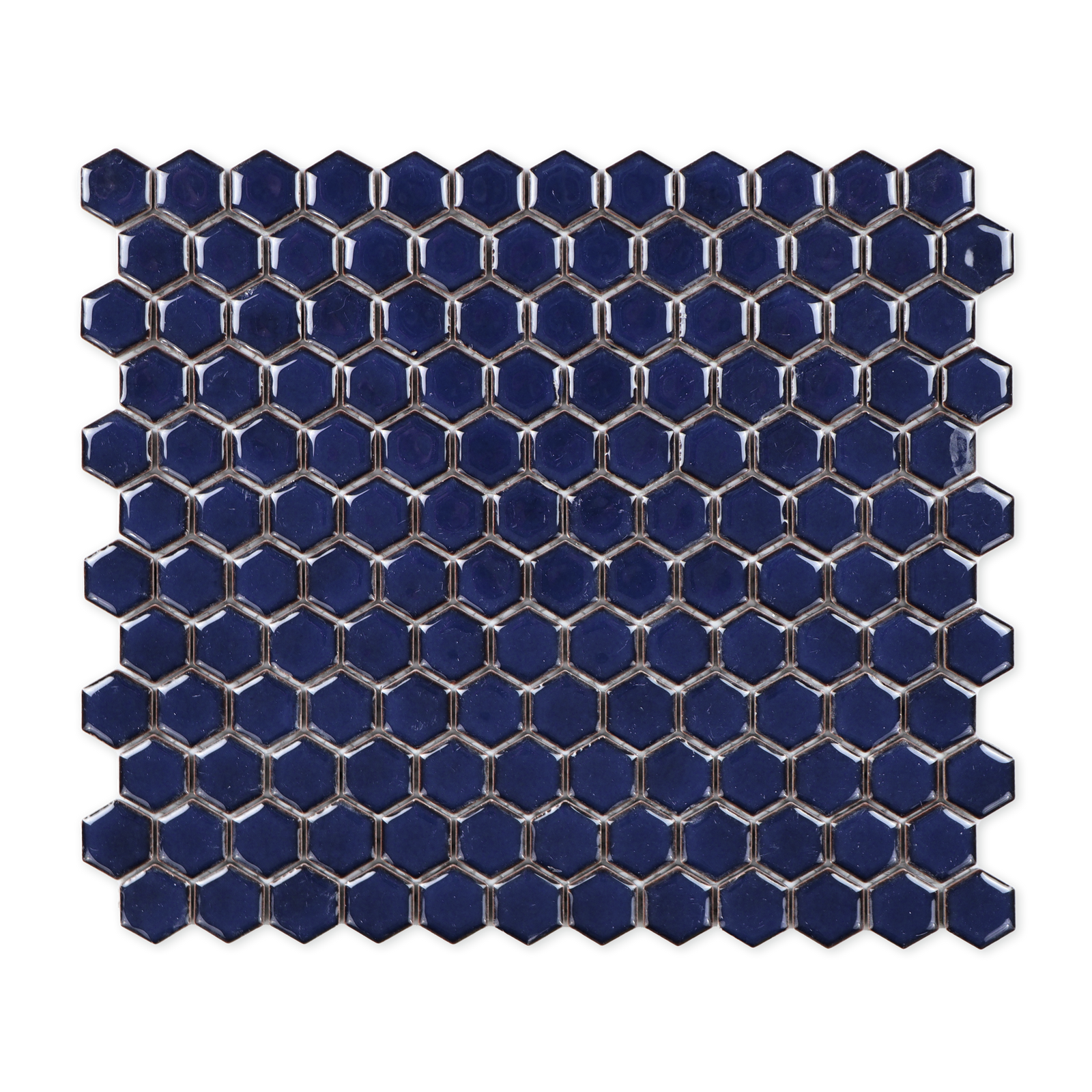 Dark Cobalt Blue Glossy Hexagon Mosaic Tile