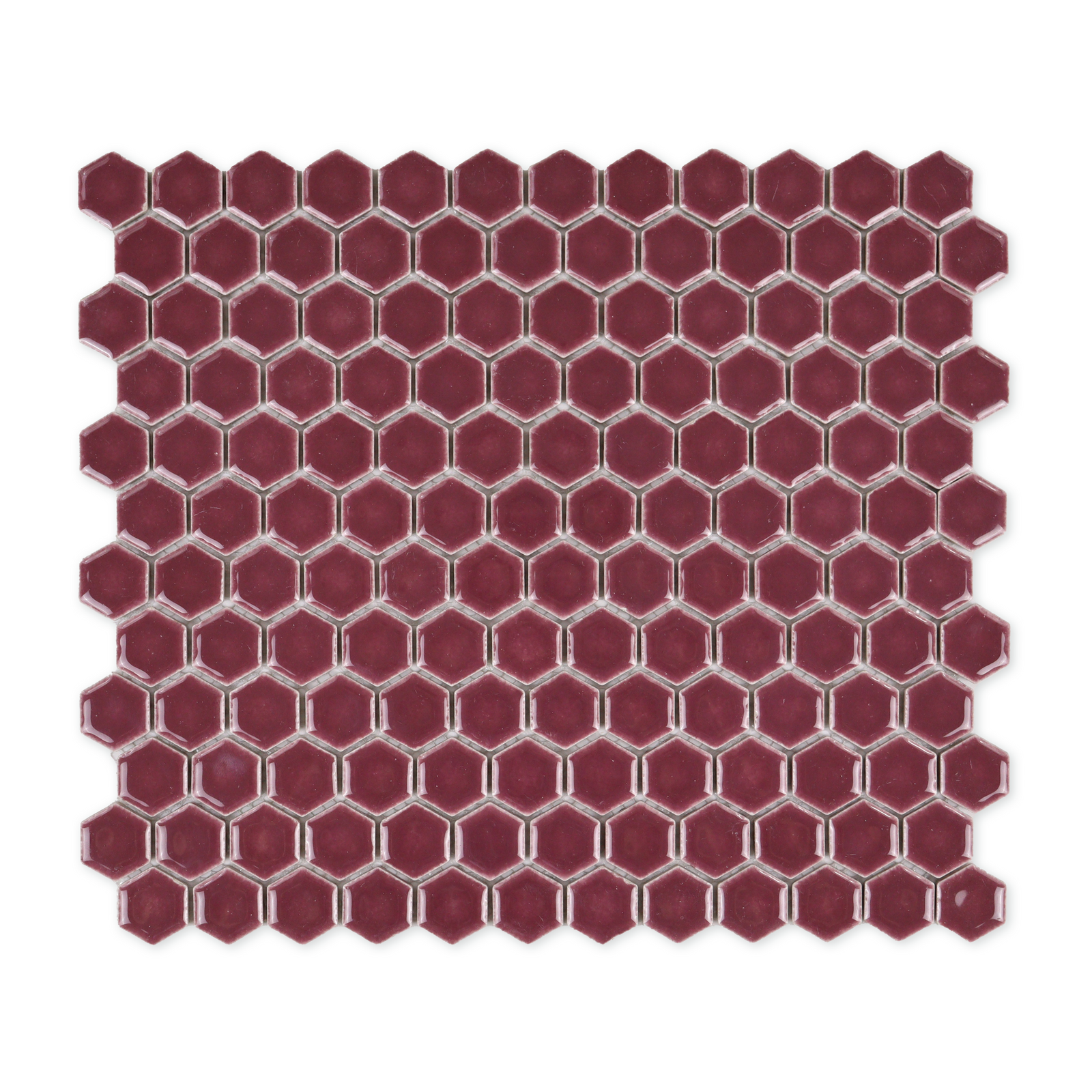Fig Purple Glossy Hexagon Mosaic Tile