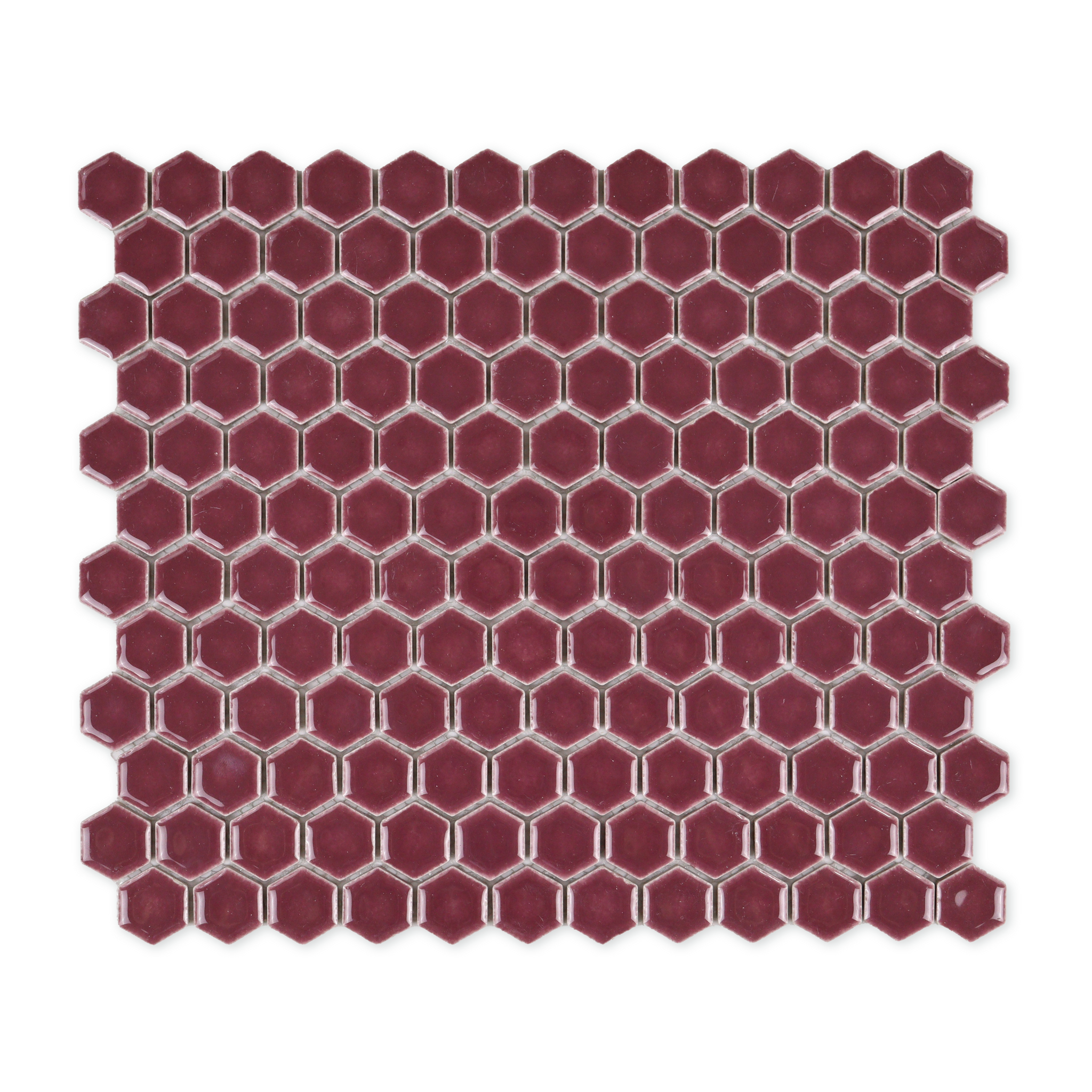 Fig Purple Glossy Hexagon Mosaic Tile