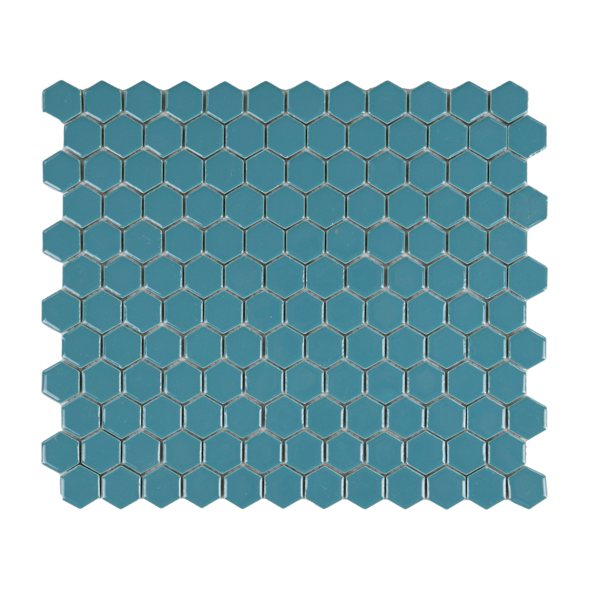 Aquamarine Glossy Hexagon Mosaic Tile