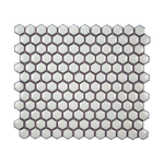 White with Brown Border Glossy Hexagon Mosaic Tile - Lot of 64.8 Sq ft