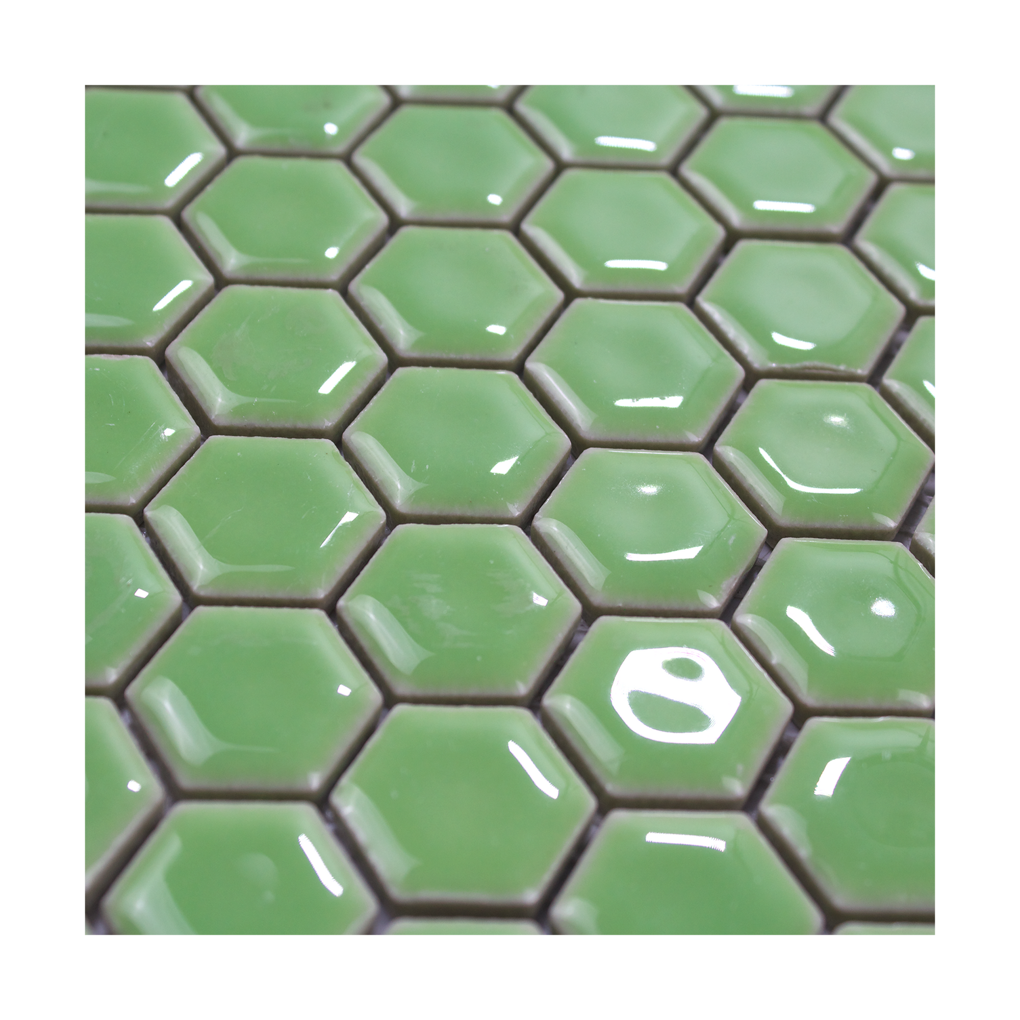 Pistachio Green Glossy Hexagon Mosaic Tile - Lot of 40.5 Sq ft