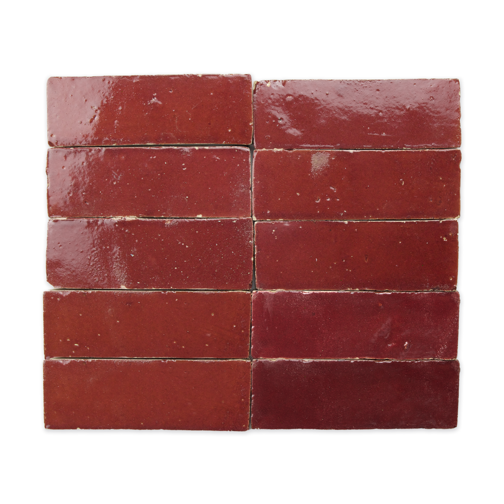 Handmade Moroccan Zellige 2x6 Cabernet Red Terracotta Tile