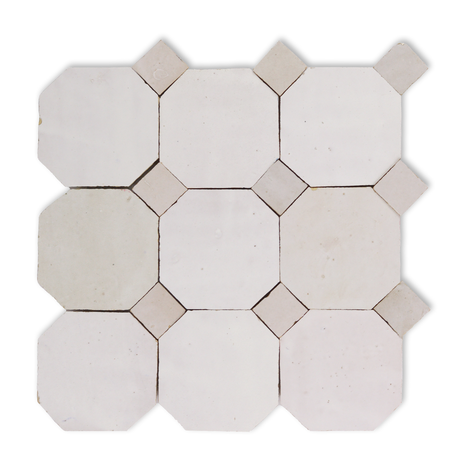 Moroccan Zellige Off white Octagon Mosaic with Ecru dots