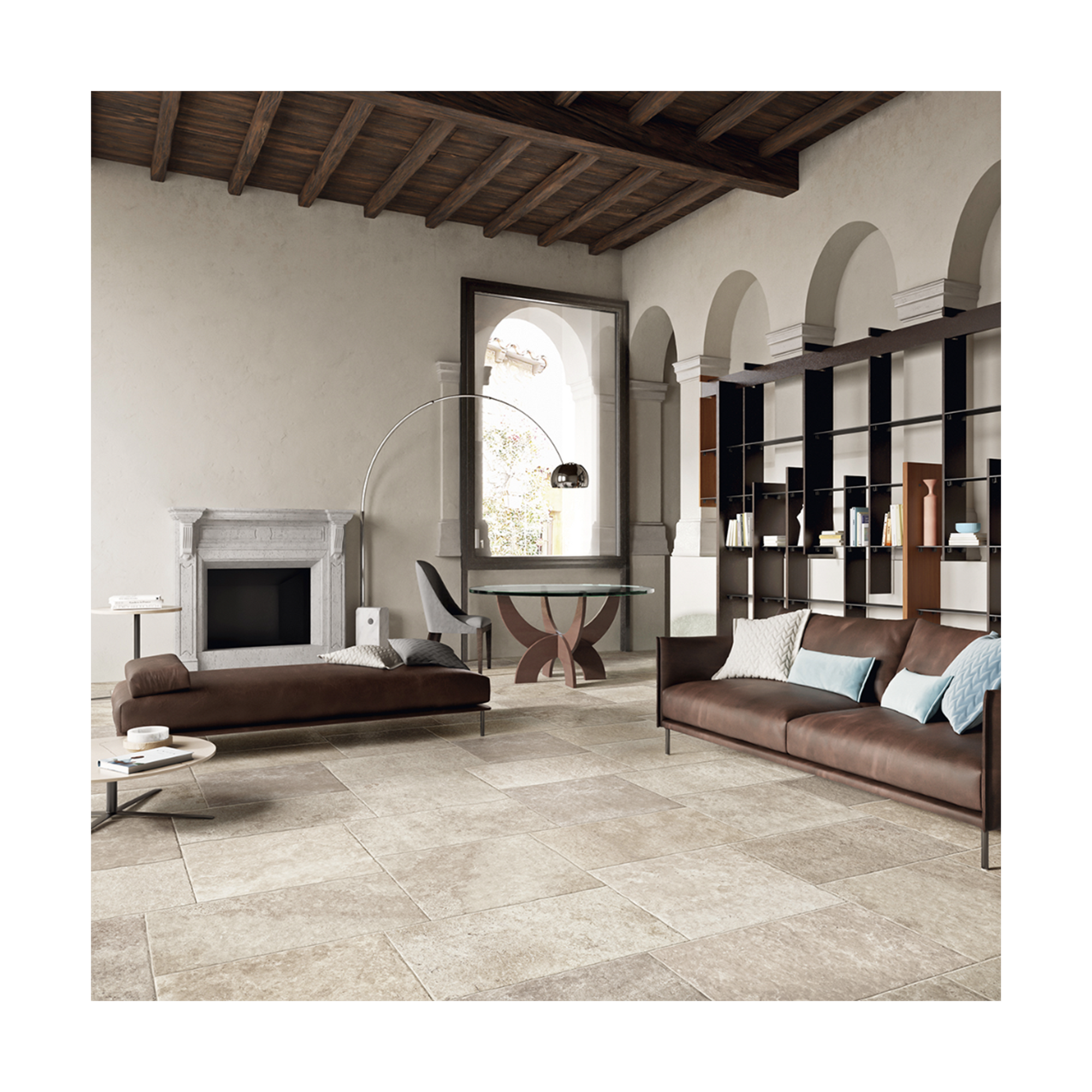 Travertine Tumbled Silver 8x8 Porcelain Tile