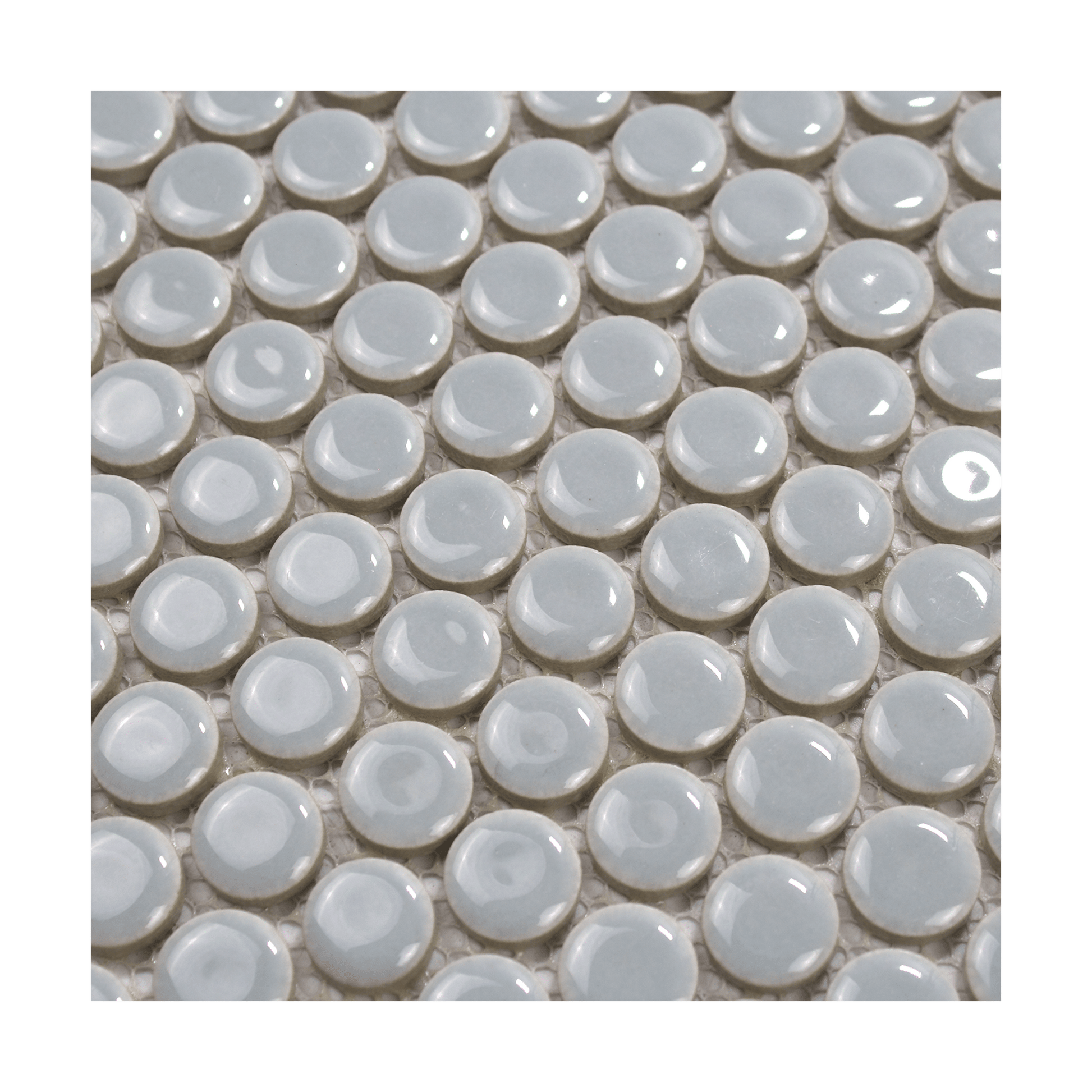 Cloudy Glossy Penny Round Mosaic Tile - Lot of 79.2 Sq ft - Cemento Collection