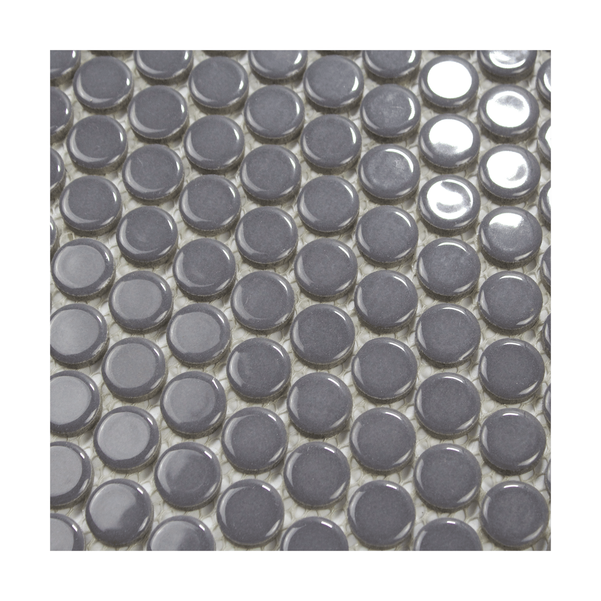 Dark Gray Glossy Penny Round Mosaic Tile - Lot of 79.2 Sq ft - Cemento Collection