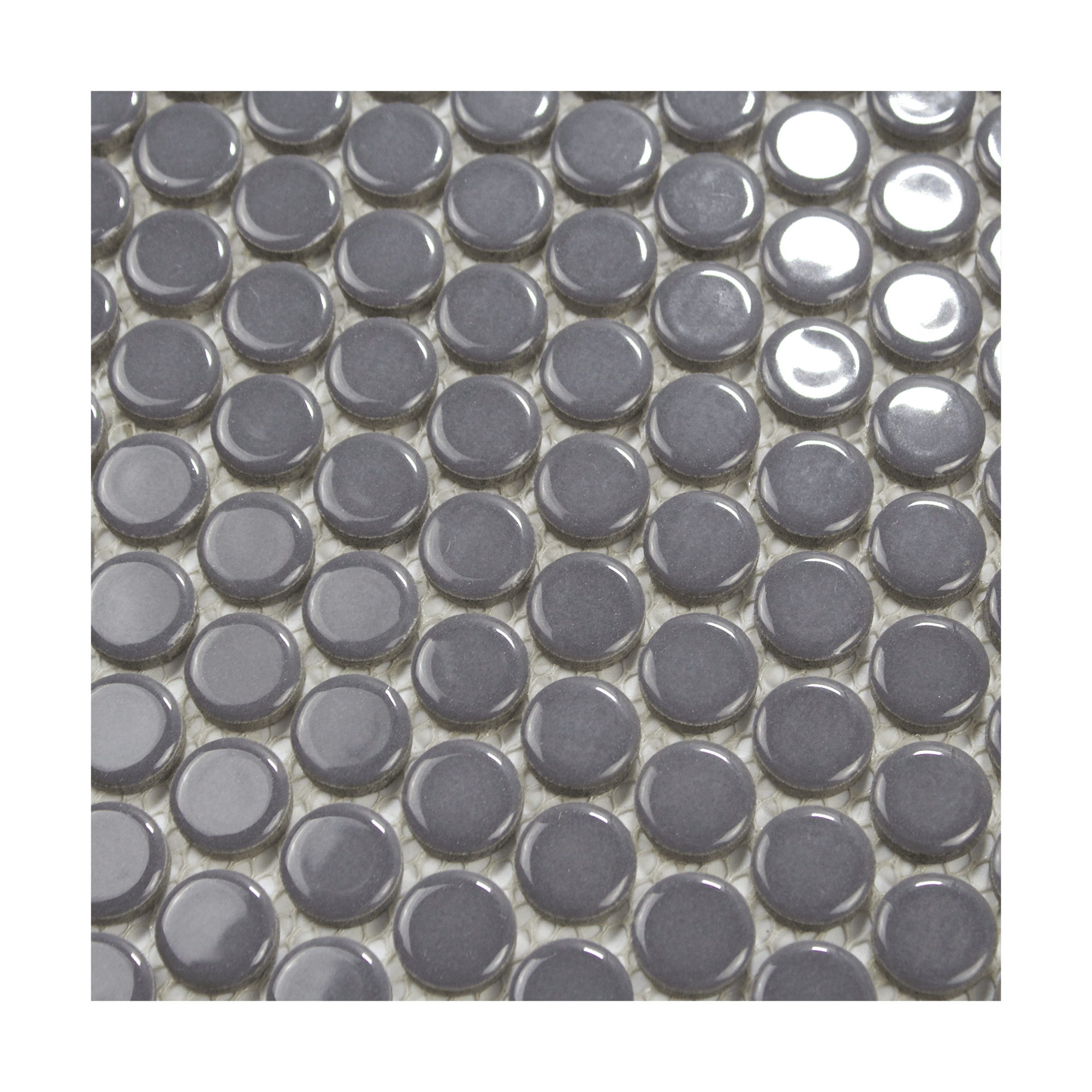 Dark Gray Glossy Penny Round Mosaic Tile - Lot of 79.2 Sq ft - Cemento Collection