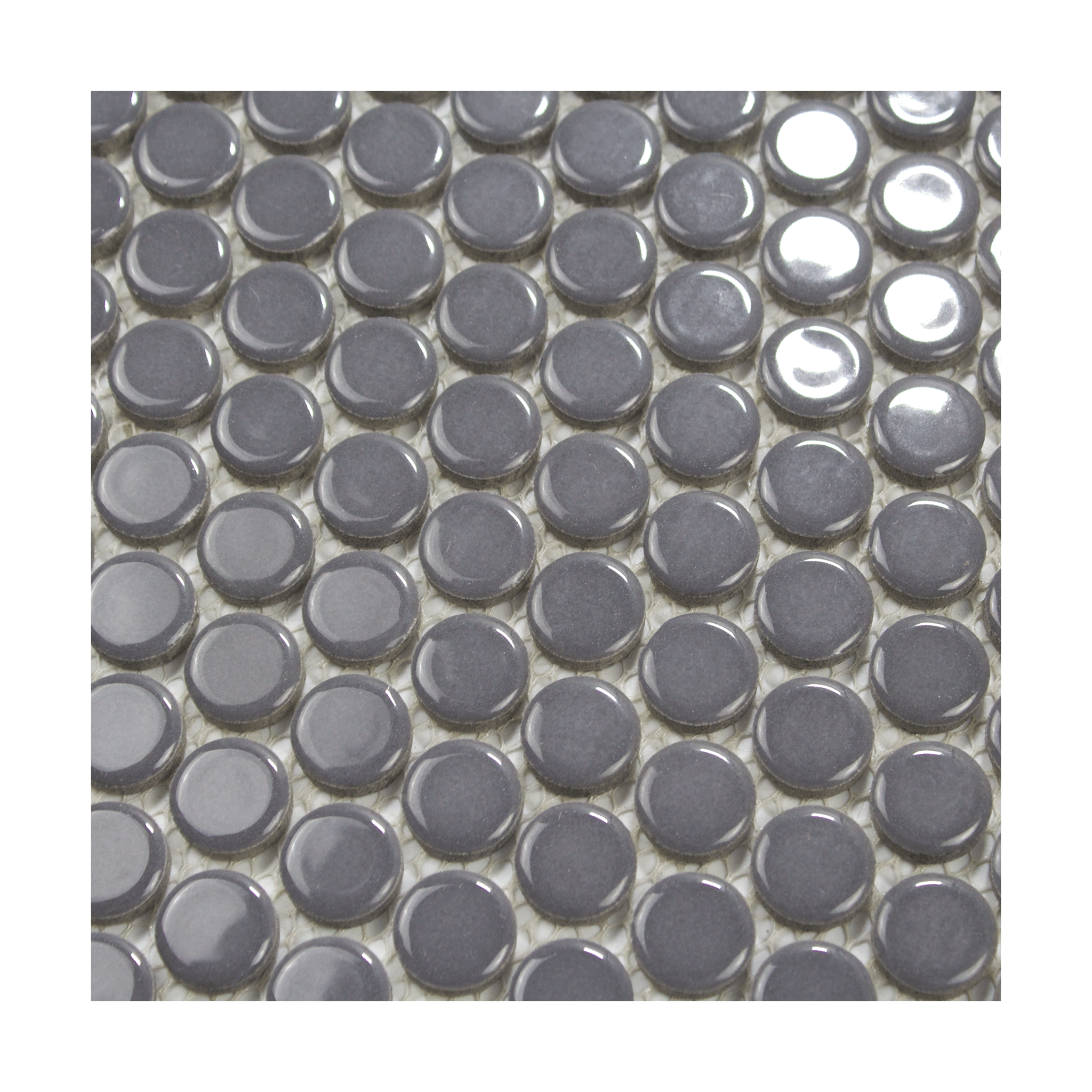 Dark Gray Glossy Penny Round Mosaic Tile - Lot of 79.2 Sq ft - Cemento Collection