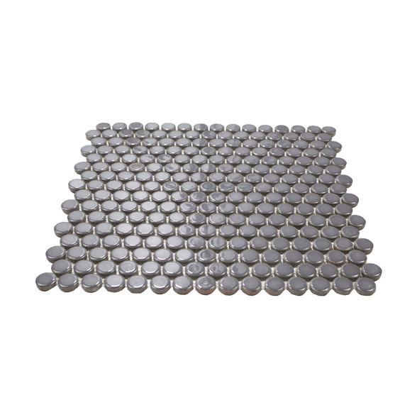 Dark Gray Glossy Penny Round Mosaic Tile - Lot of 79.2 Sq ft - Cemento Collection