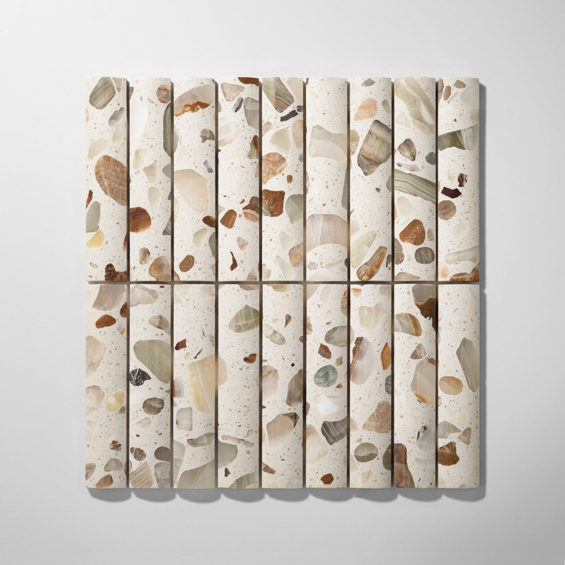 Fluted Tropical Sand Terrazzo Mosaic Tile