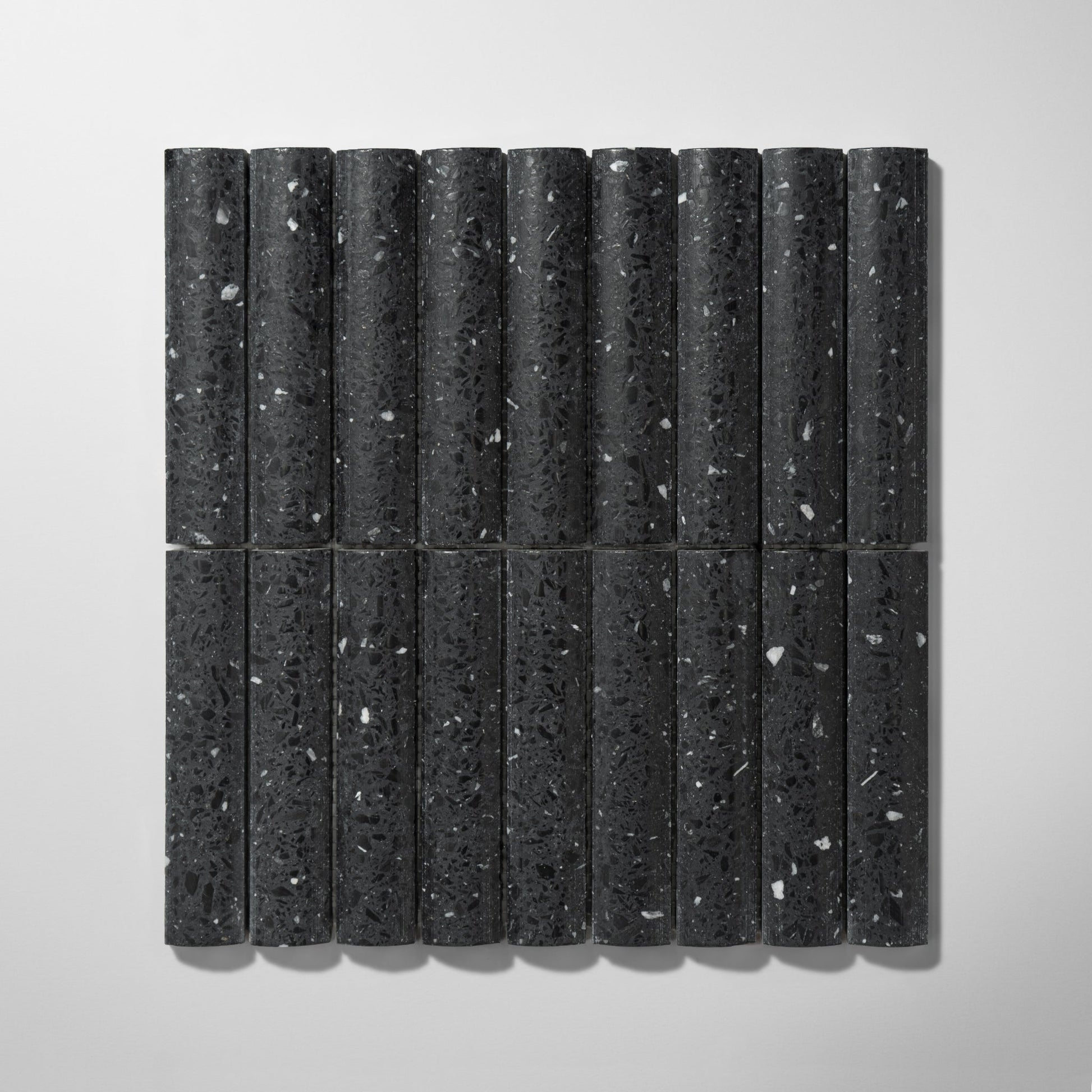 Fluted Volcano Black Terrazzo Mosaic Tile