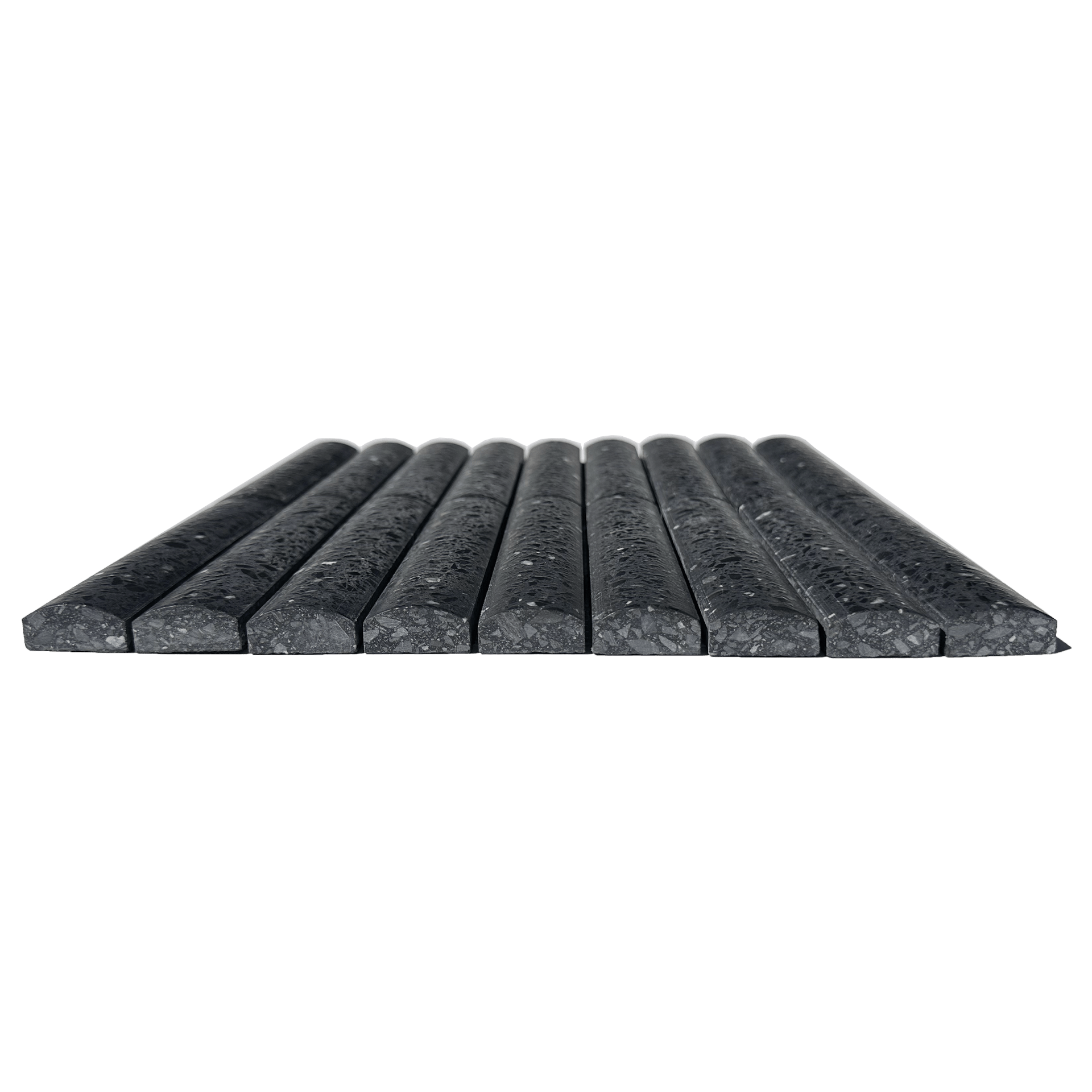 Fluted Volcano Black Terrazzo Mosaic Tile - Cemento Collection