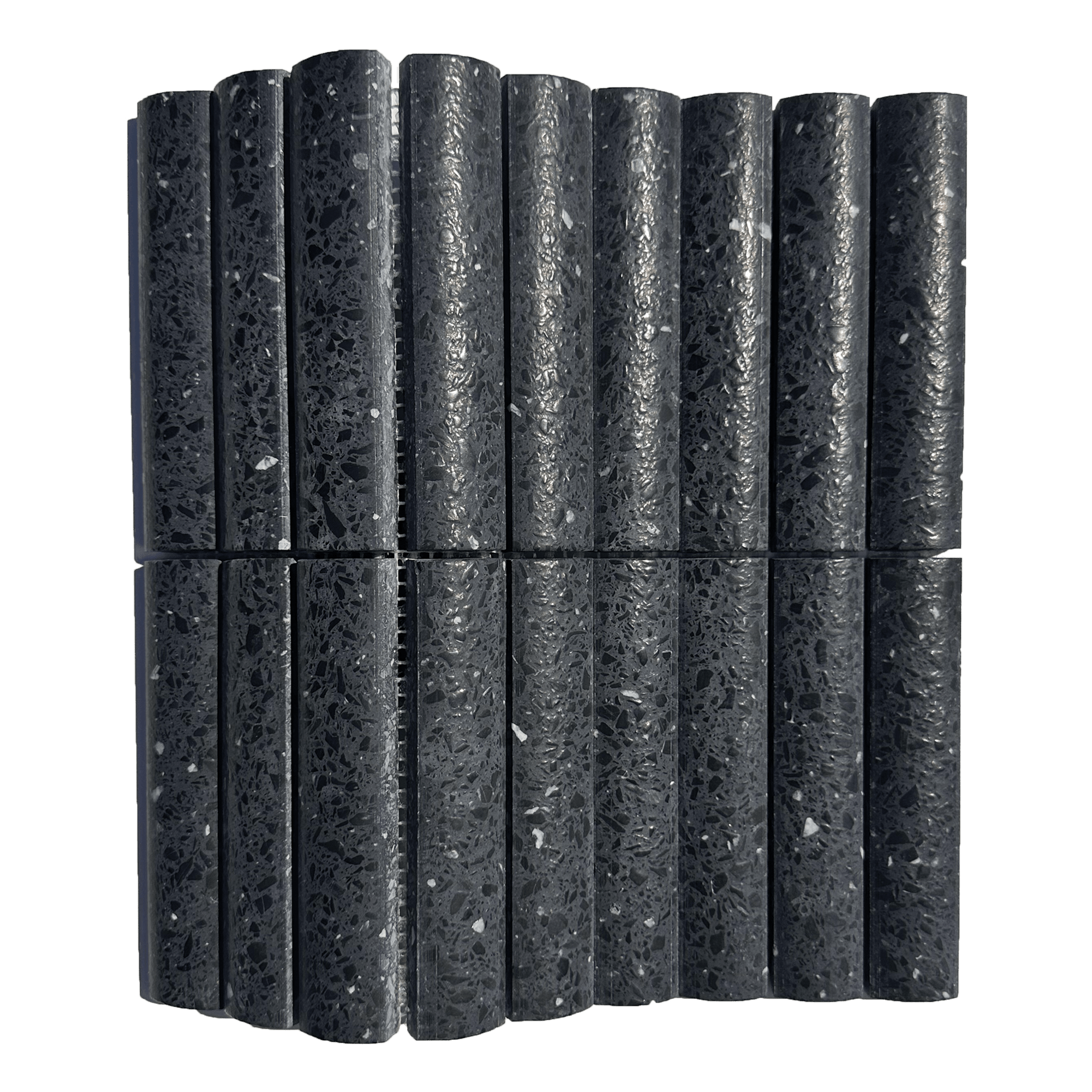 Fluted Volcano Black Terrazzo Mosaic Tile - Cemento Collection