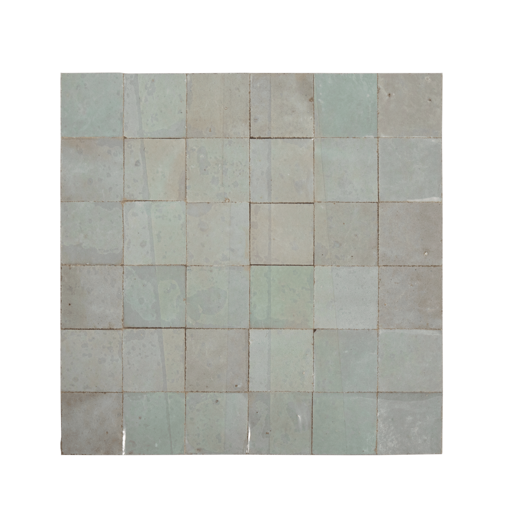 Handmade Moroccan Zellige 2x2 Fern Green Terracotta Mosaic Tile - Lot of 11 Sq ft - Cemento Collection