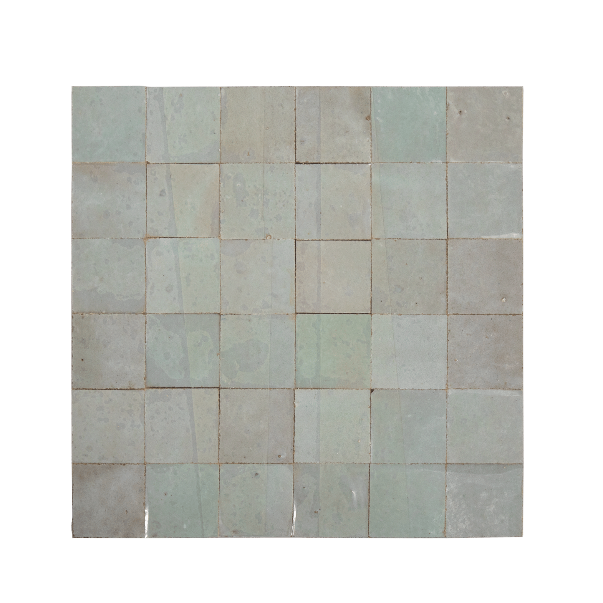 Handmade Moroccan Zellige 2x2 Fern Green Terracotta Mosaic Tile - Lot of 11 Sq ft - Cemento Collection