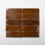 Handmade Moroccan Zellige 2x6 Chocolate brown Terracotta Tile - Cemento Collection
