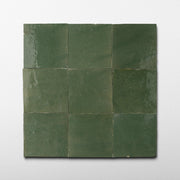Handmade Moroccan Zellige 4x4 Moss Green Terracotta Tile - Cemento Collection