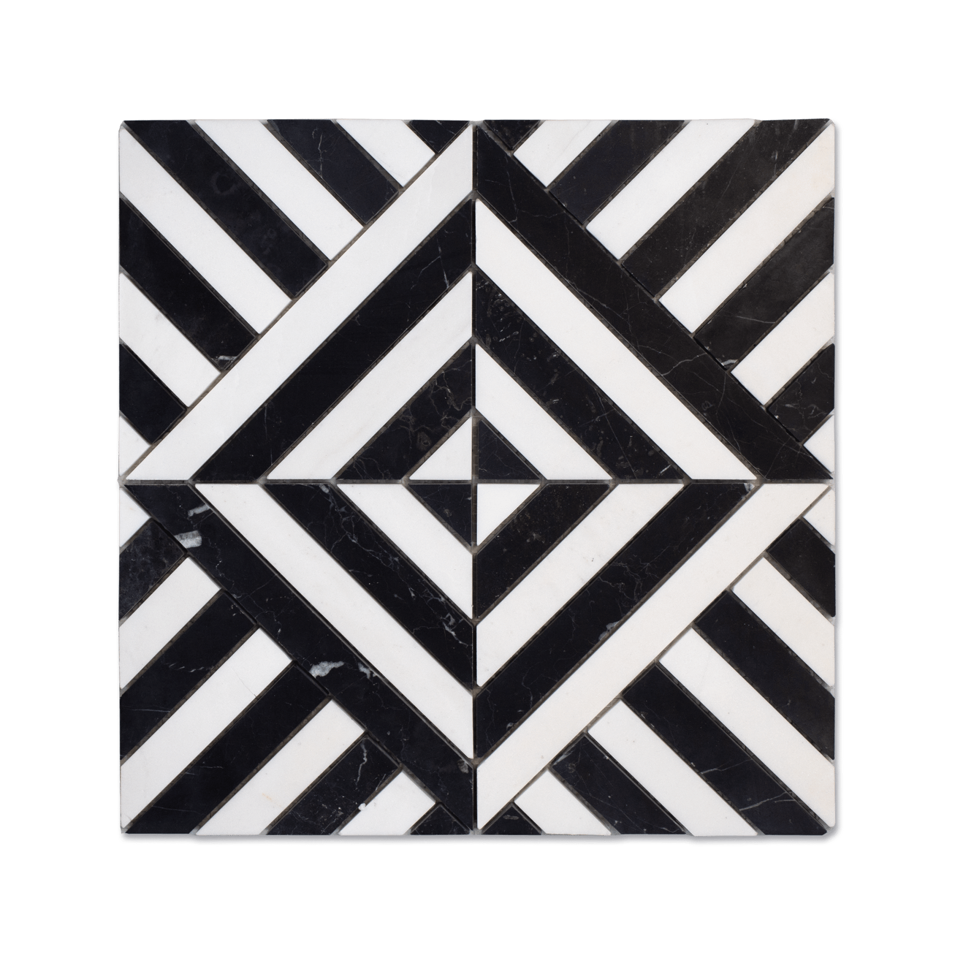 Horizon Nero Marquina and Dolomite Marble Honed Mosaic Tile - Cemento Collection
