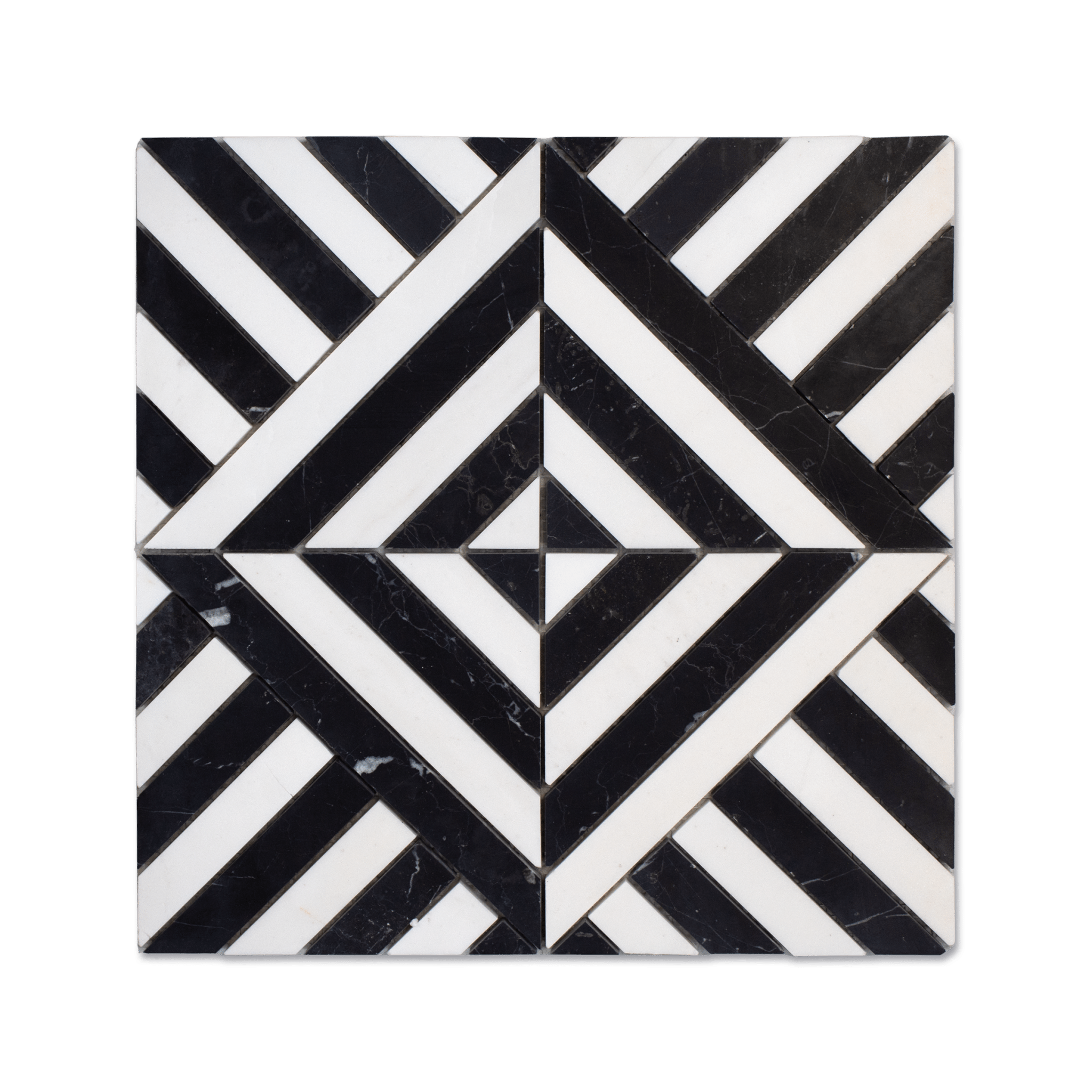 Horizon Nero Marquina and Dolomite Marble Honed Mosaic Tile - Cemento Collection
