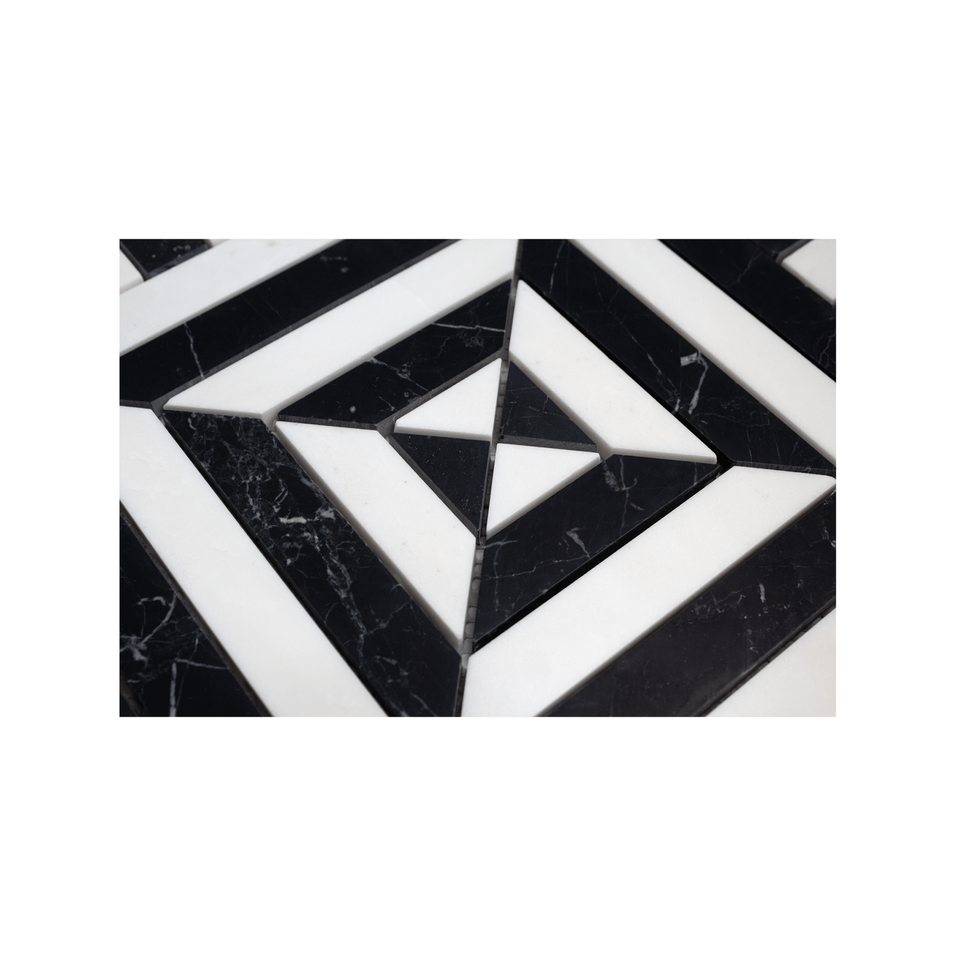 Horizon Nero Marquina and Dolomite Marble Honed Mosaic Tile - Cemento Collection