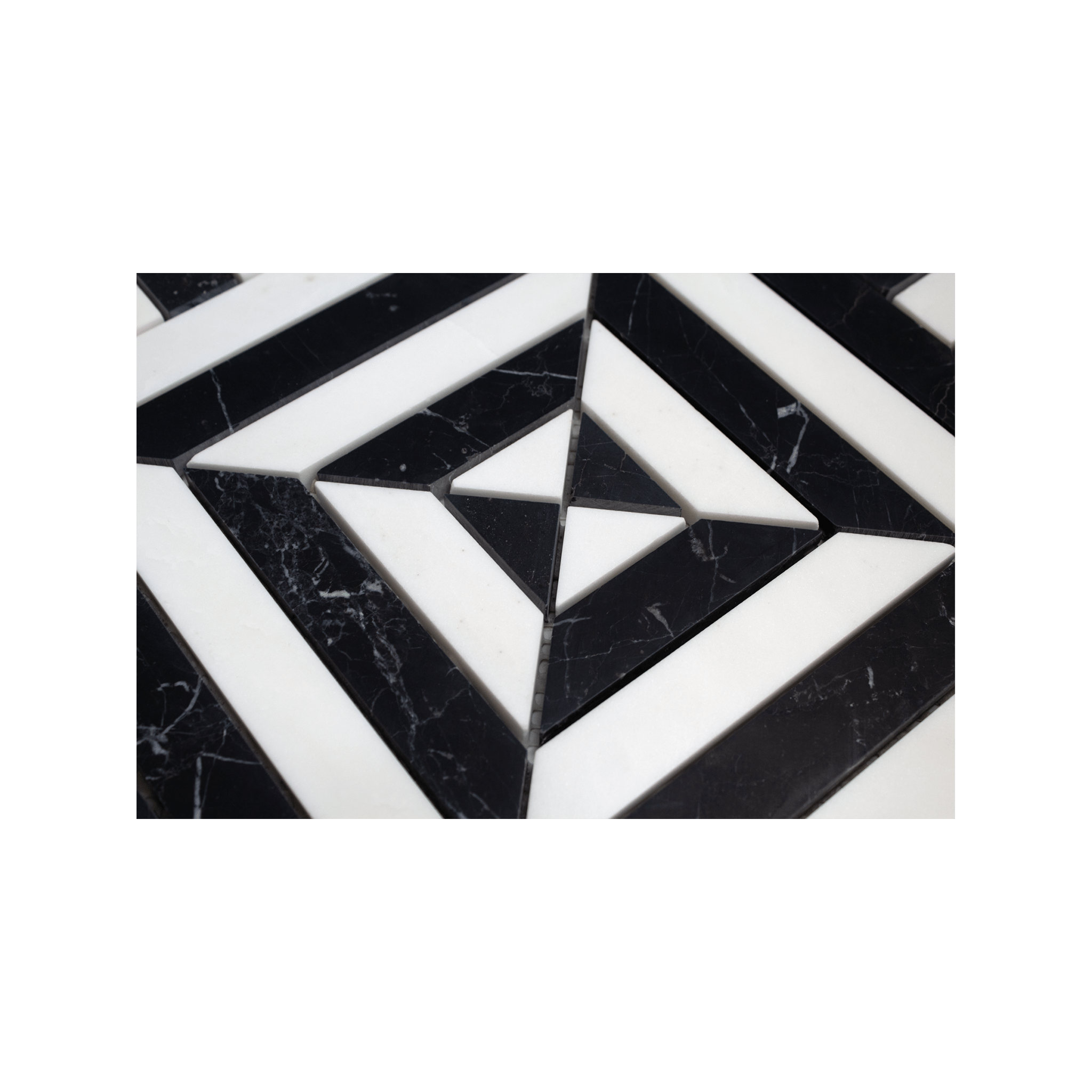 Horizon Nero Marquina and Dolomite Marble Honed Mosaic Tile - Cemento Collection