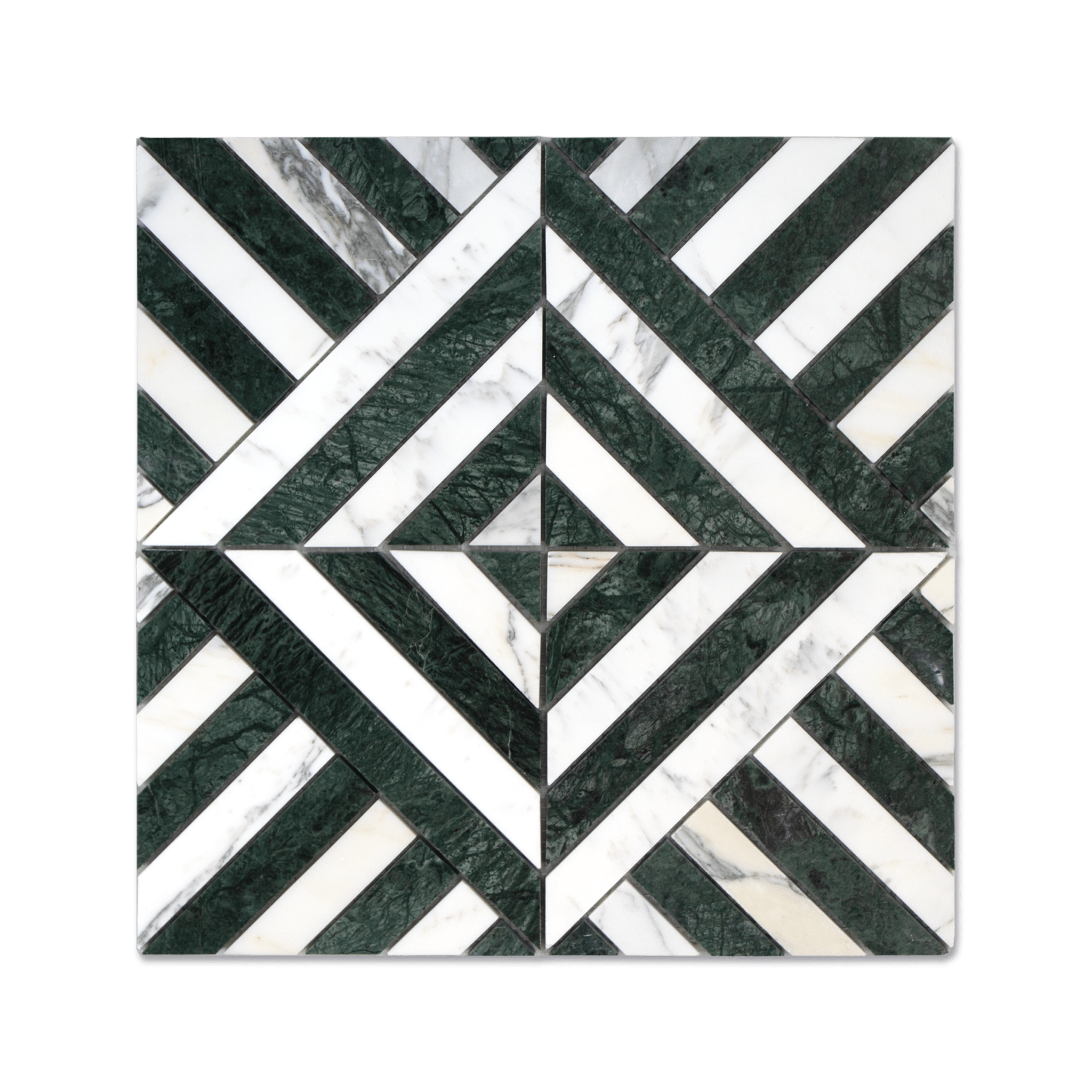 Horizon Verde Alpi and Arabescato Corchia Marble Honed Mosaic Tile - Cemento Collection