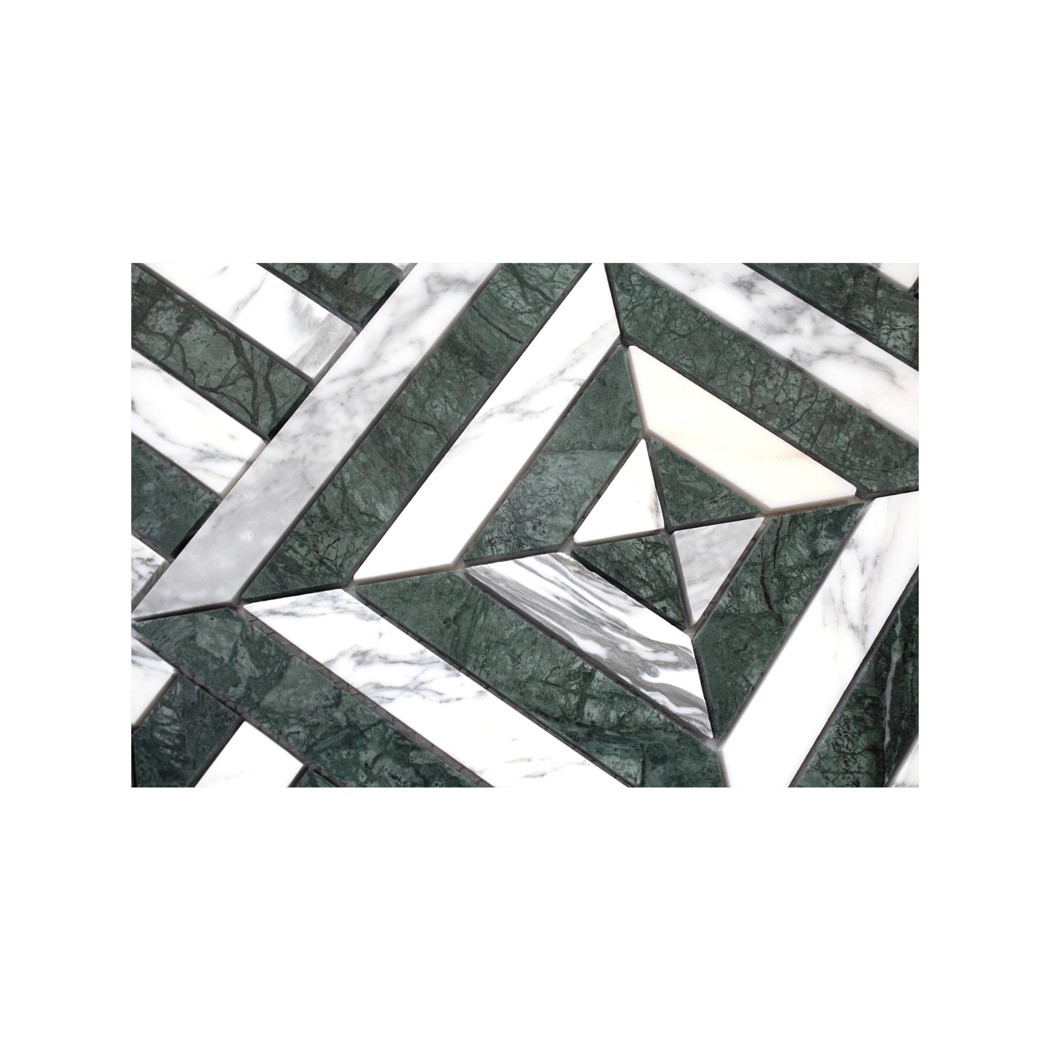 Horizon Verde Alpi and Arabescato Corchia Marble Honed Mosaic Tile - Cemento Collection