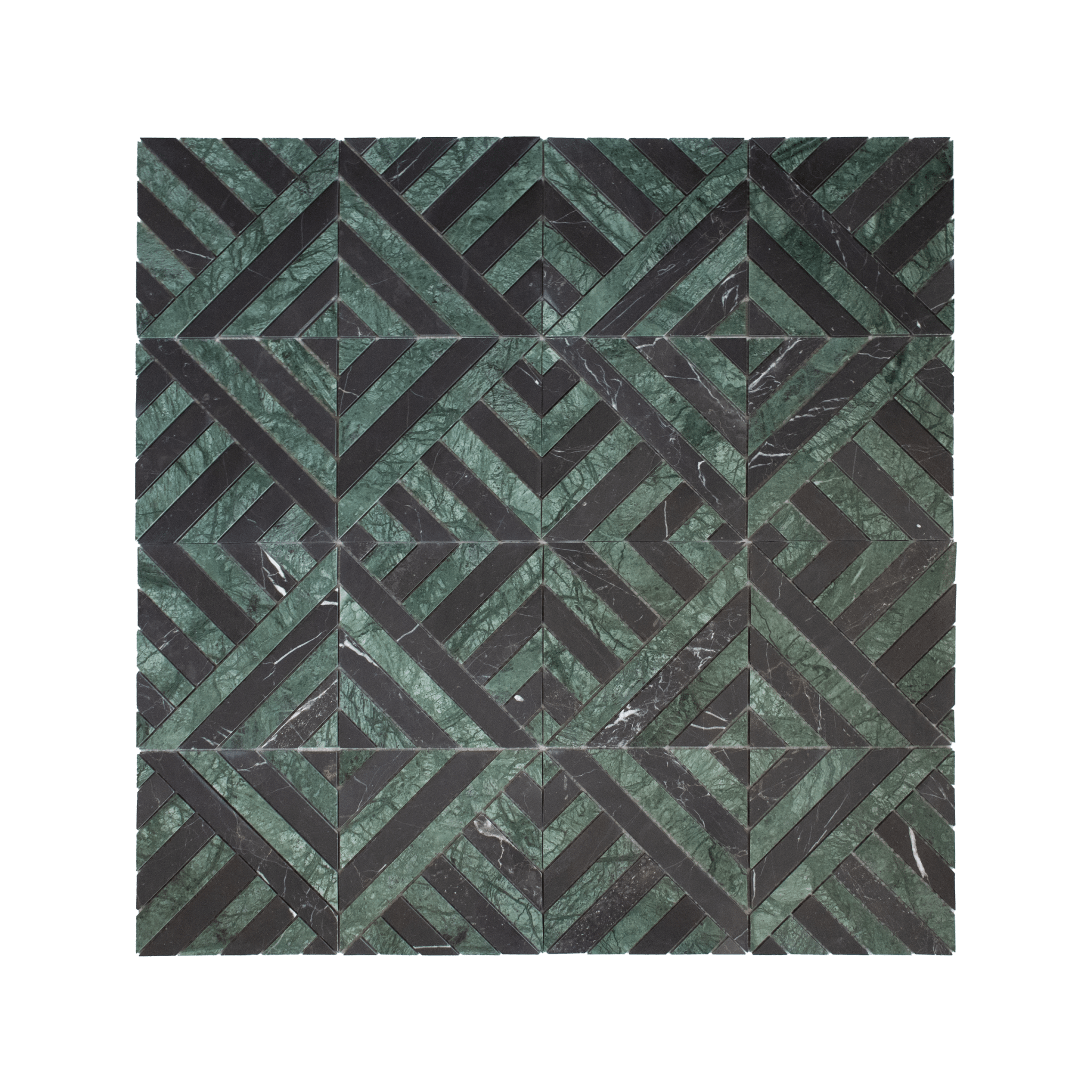 Horizon Verde Alpi and Nero Marquina Marble Polished Mosaic Tile - Cemento Collection