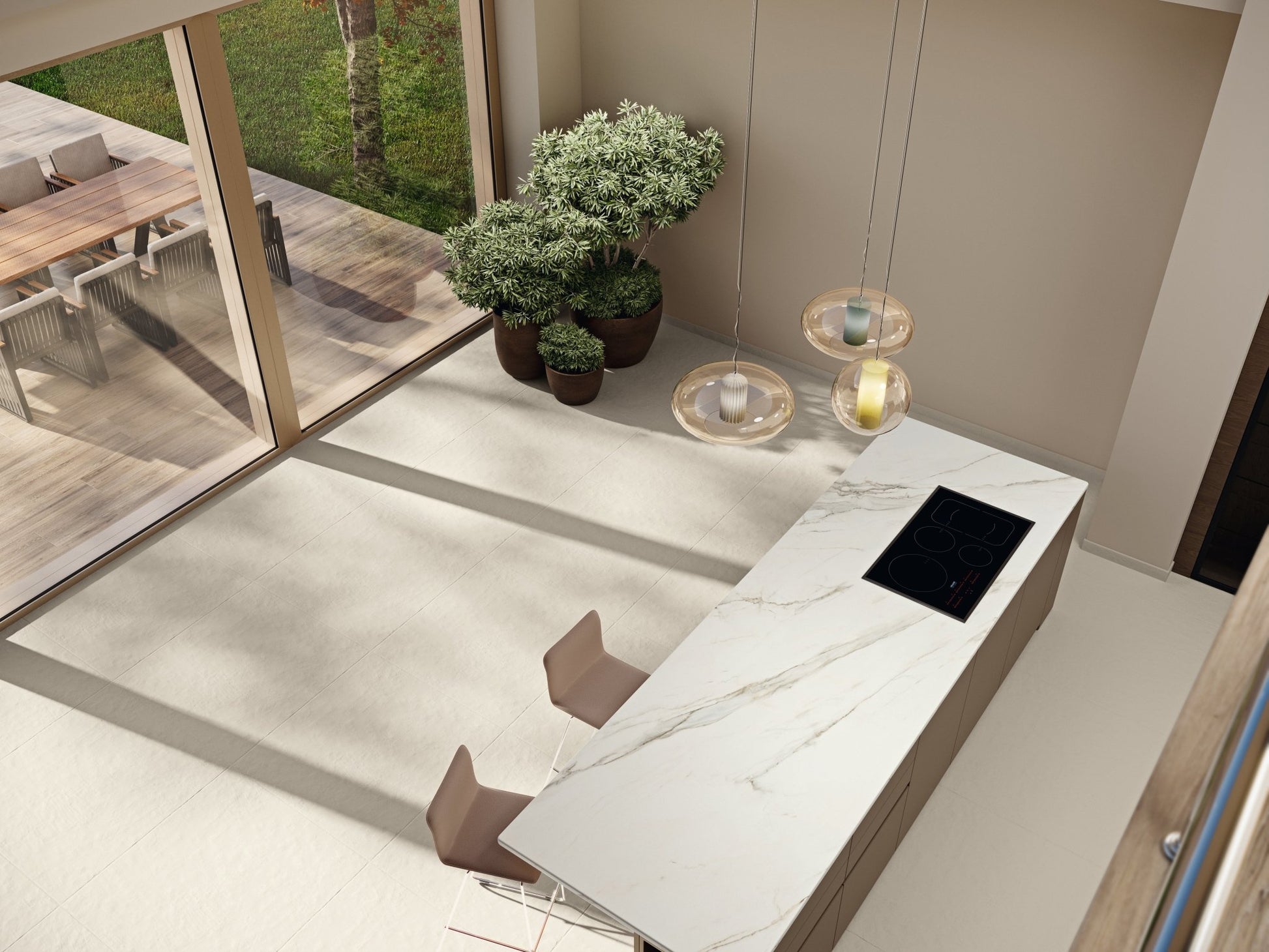 Malaga 40x40 Linen White Full Body Porcelain Tile - Cemento Collection